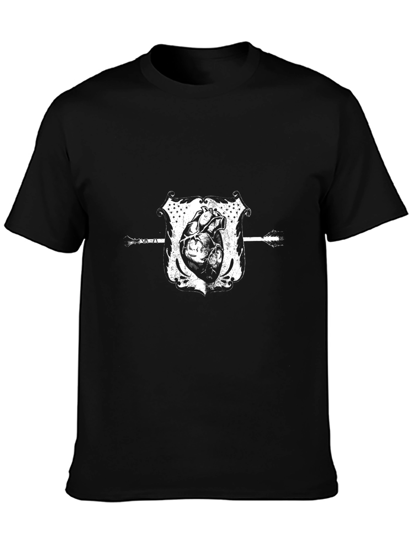 Anatomical Heart & Arrow Black Graphic Tee