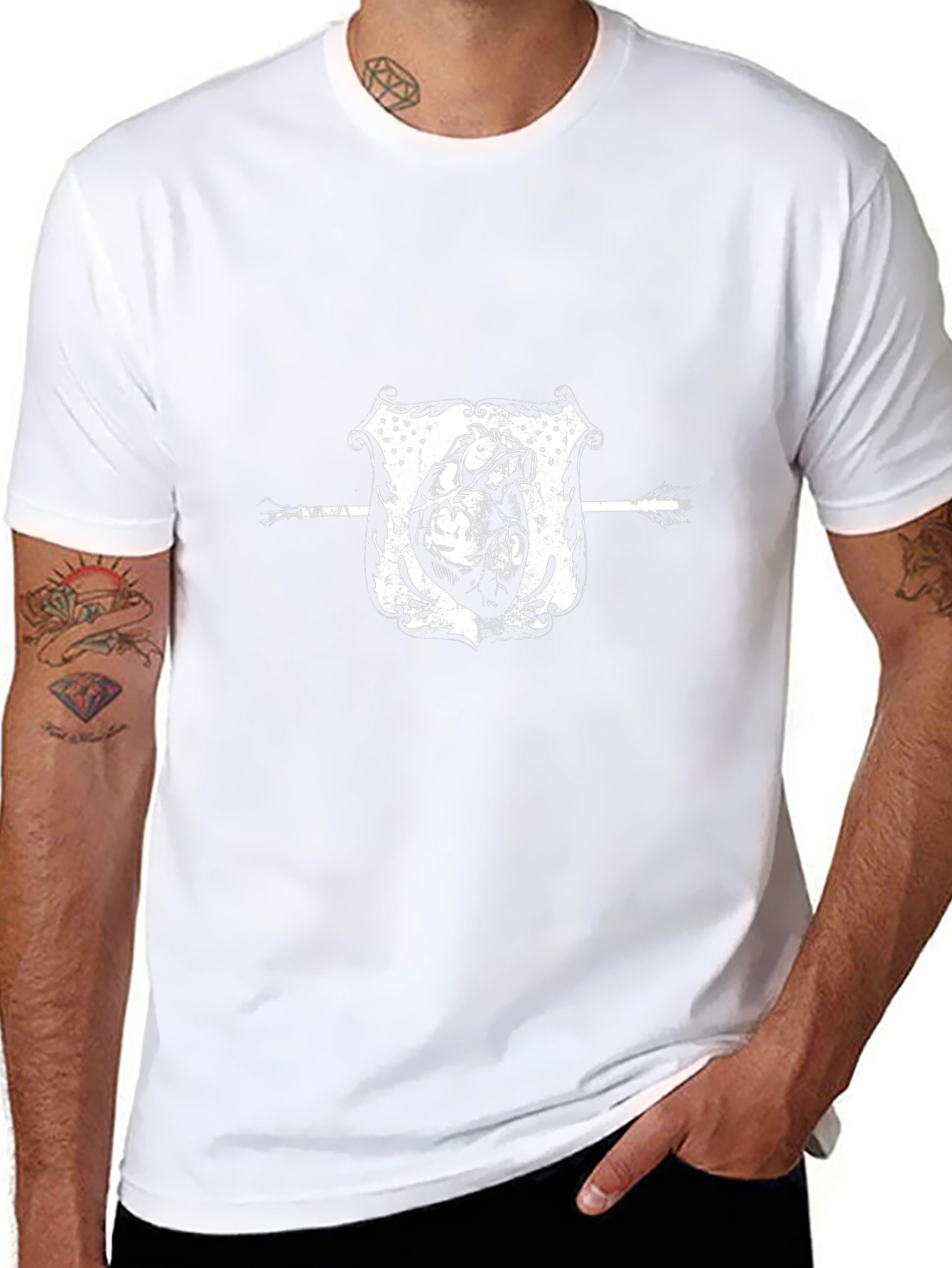 Anatomical Heart & Arrow Black Graphic Tee
