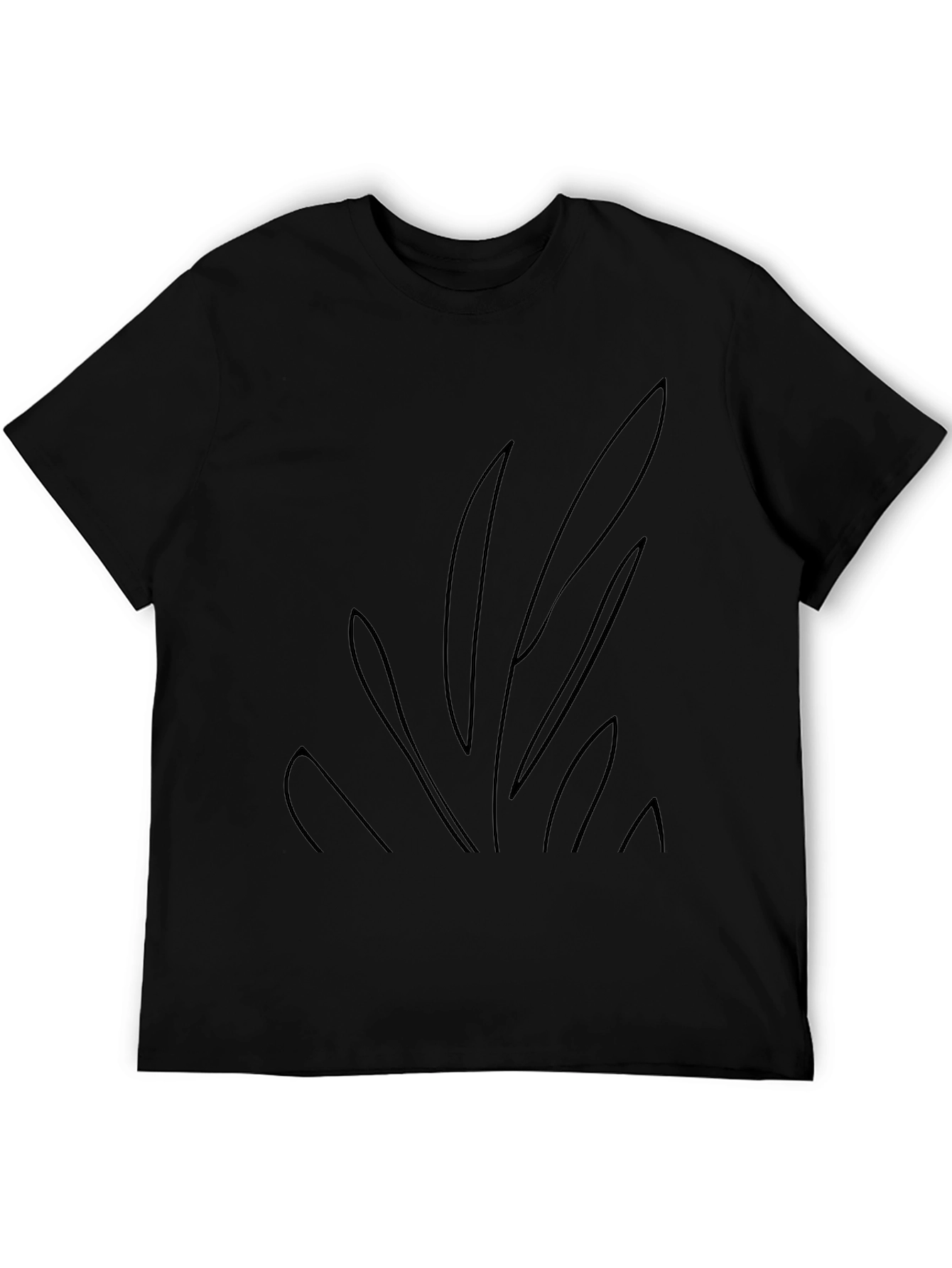 Black Graphic Tee - Abstract Plant Design