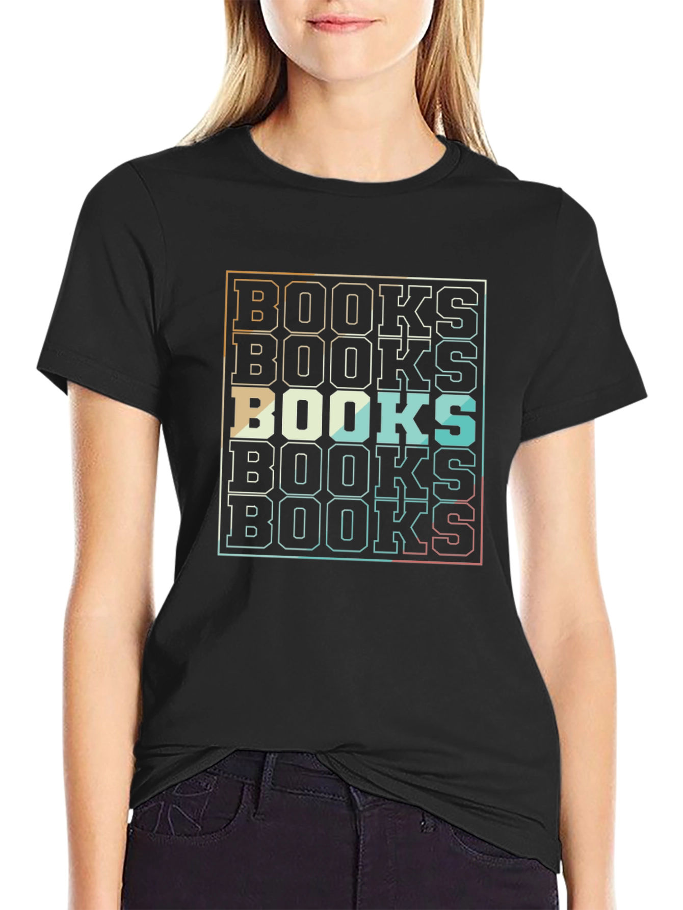 Retro Stacked BOOKS Graphic T-Shirt