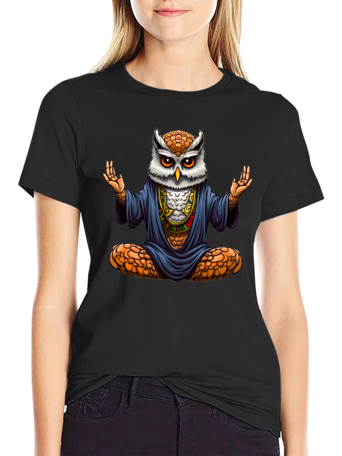 Zen Owl T-Shirt - Meditating Bird Tee
