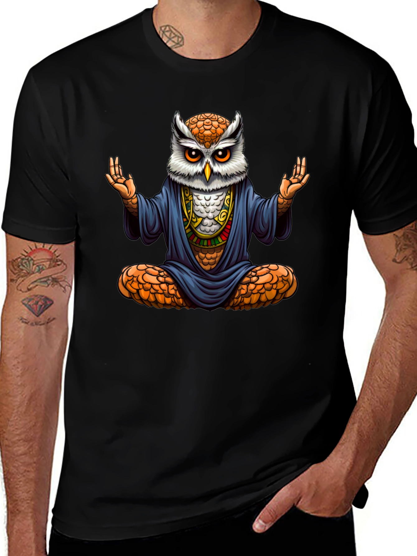 Zen Owl T-Shirt - Meditating Bird Tee