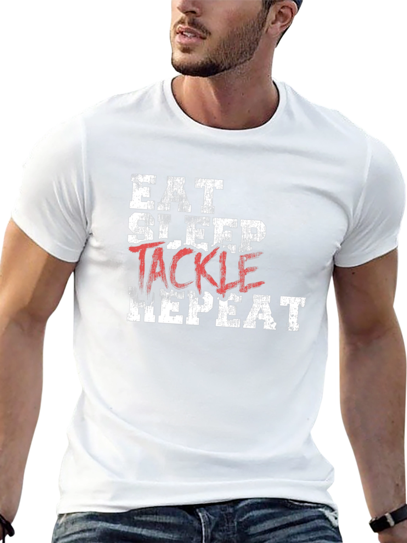 Eat Sleep Tackle Repeat Black T-Shirt