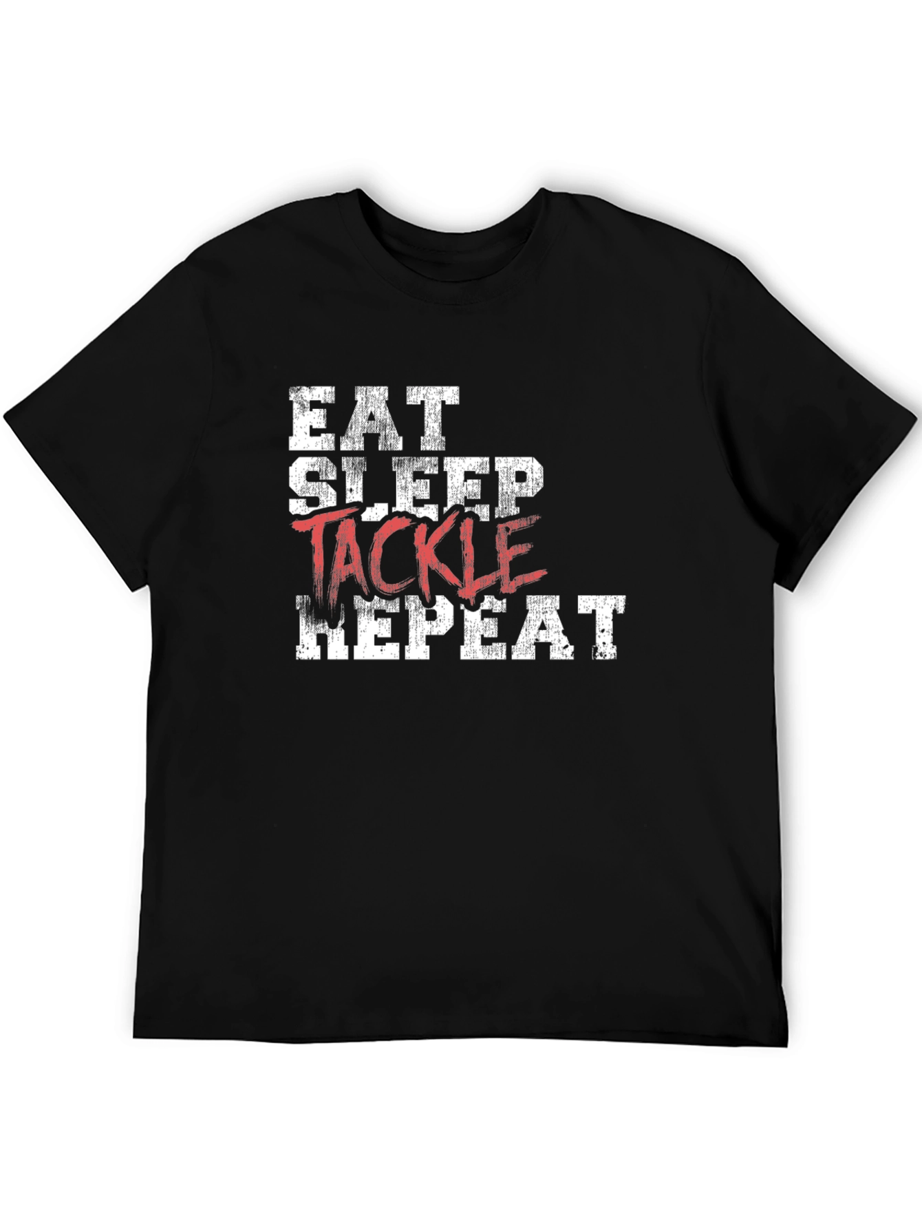 Eat Sleep Tackle Repeat Black T-Shirt