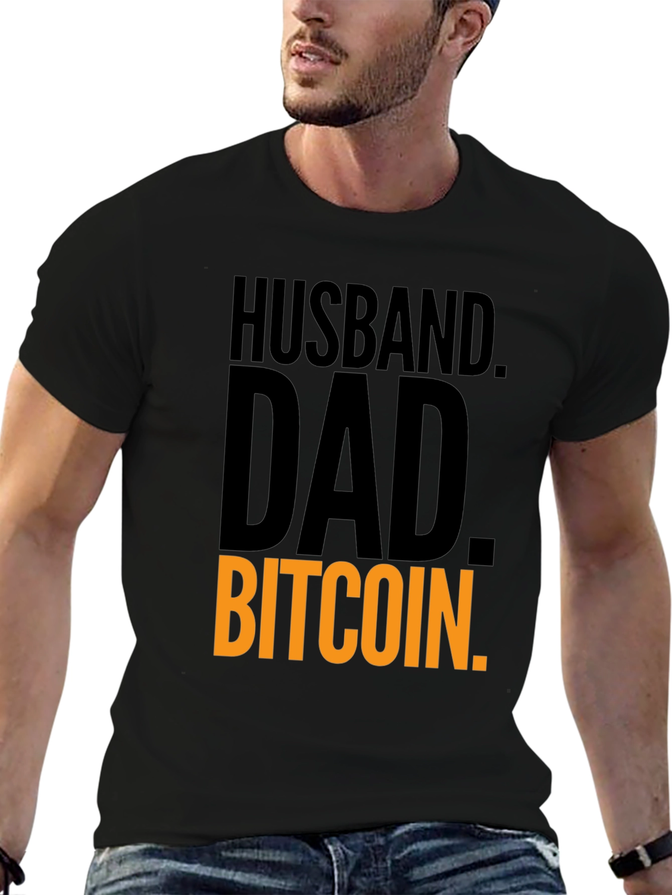 Husband Dad Bitcoin Black T-Shirt