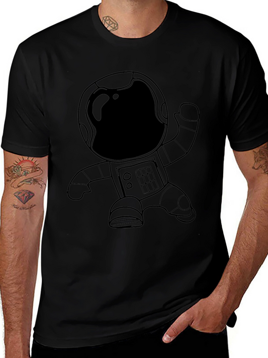 Astronaut Graphic Tee - Black Cotton Casual T-Shirt