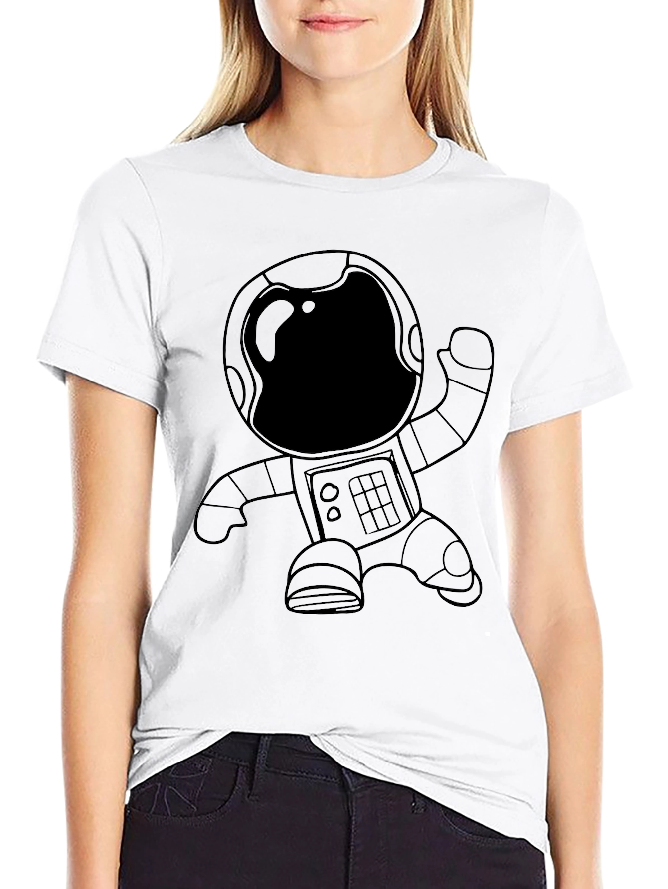 Astronaut Graphic Tee - Black Cotton Casual T-Shirt