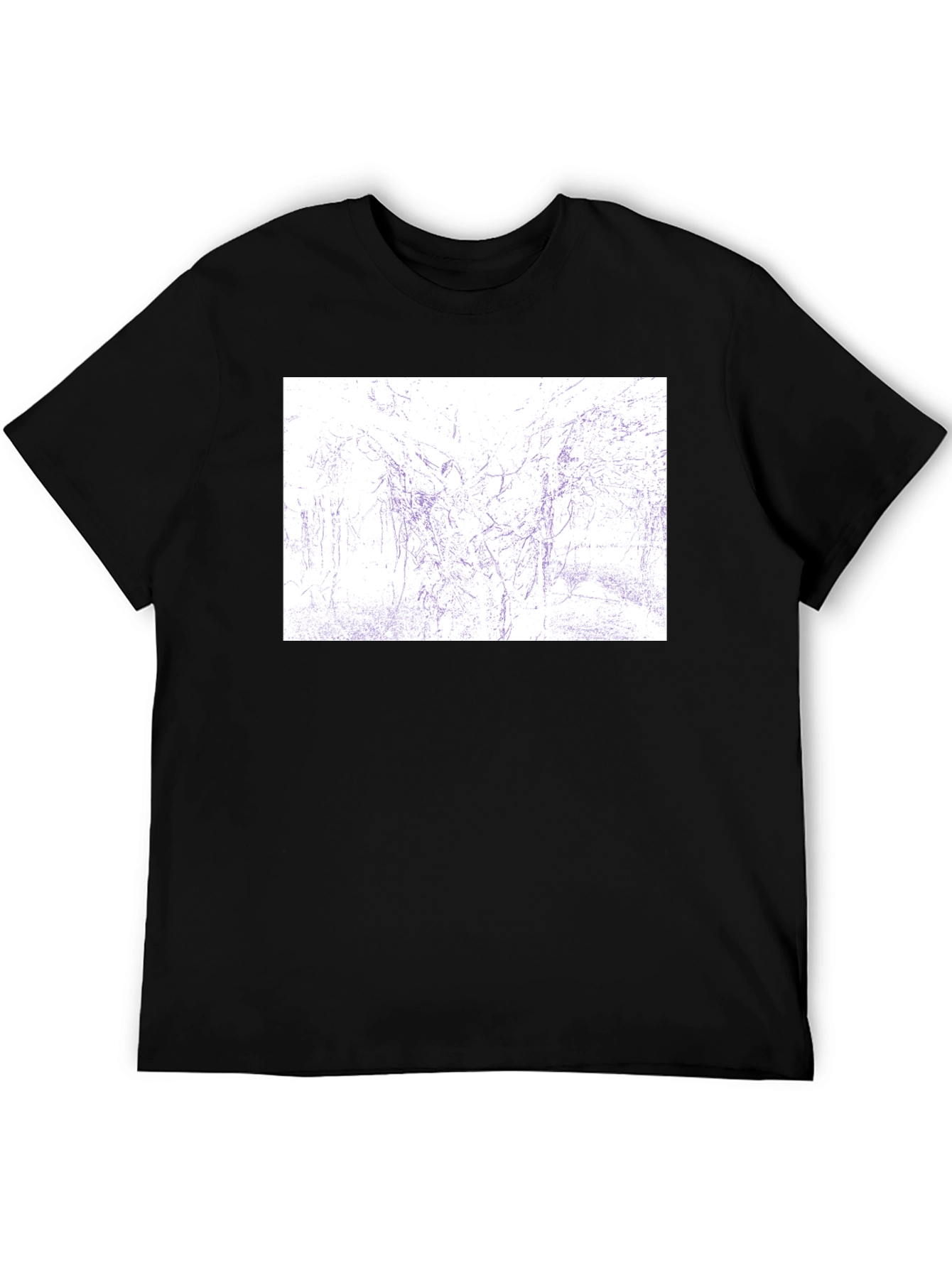 Abstract Sketch Print Black T-Shirt