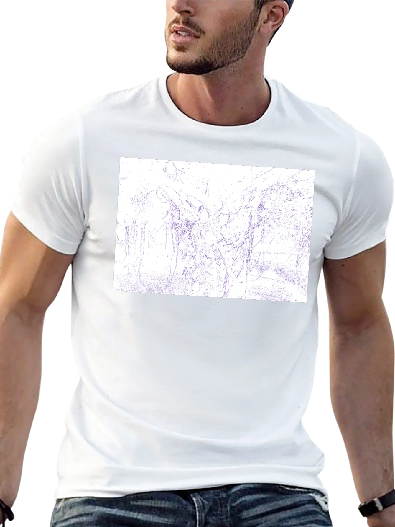 Abstract Sketch Print Black T-Shirt