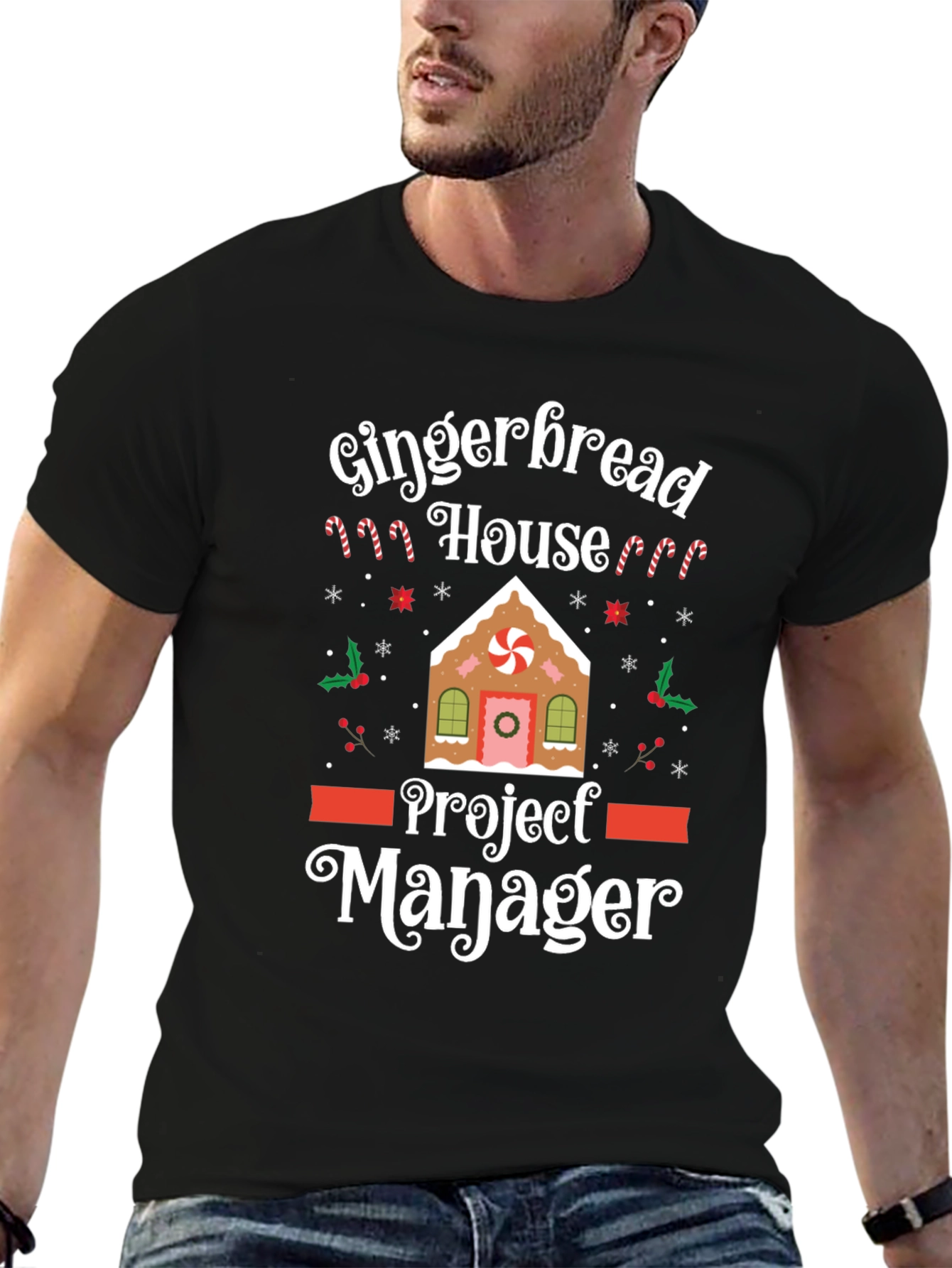 Gingerbread House Project Manager Funny Christmas T-Shirt