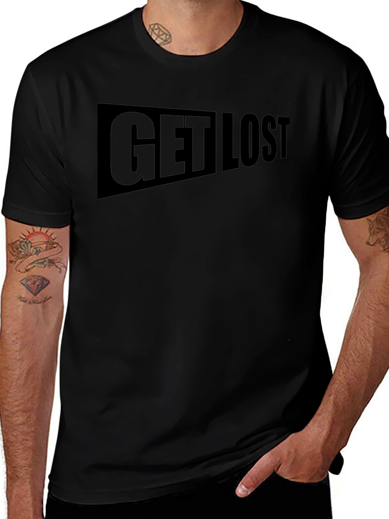 Get Lost Graphic Print Black T-Shirt