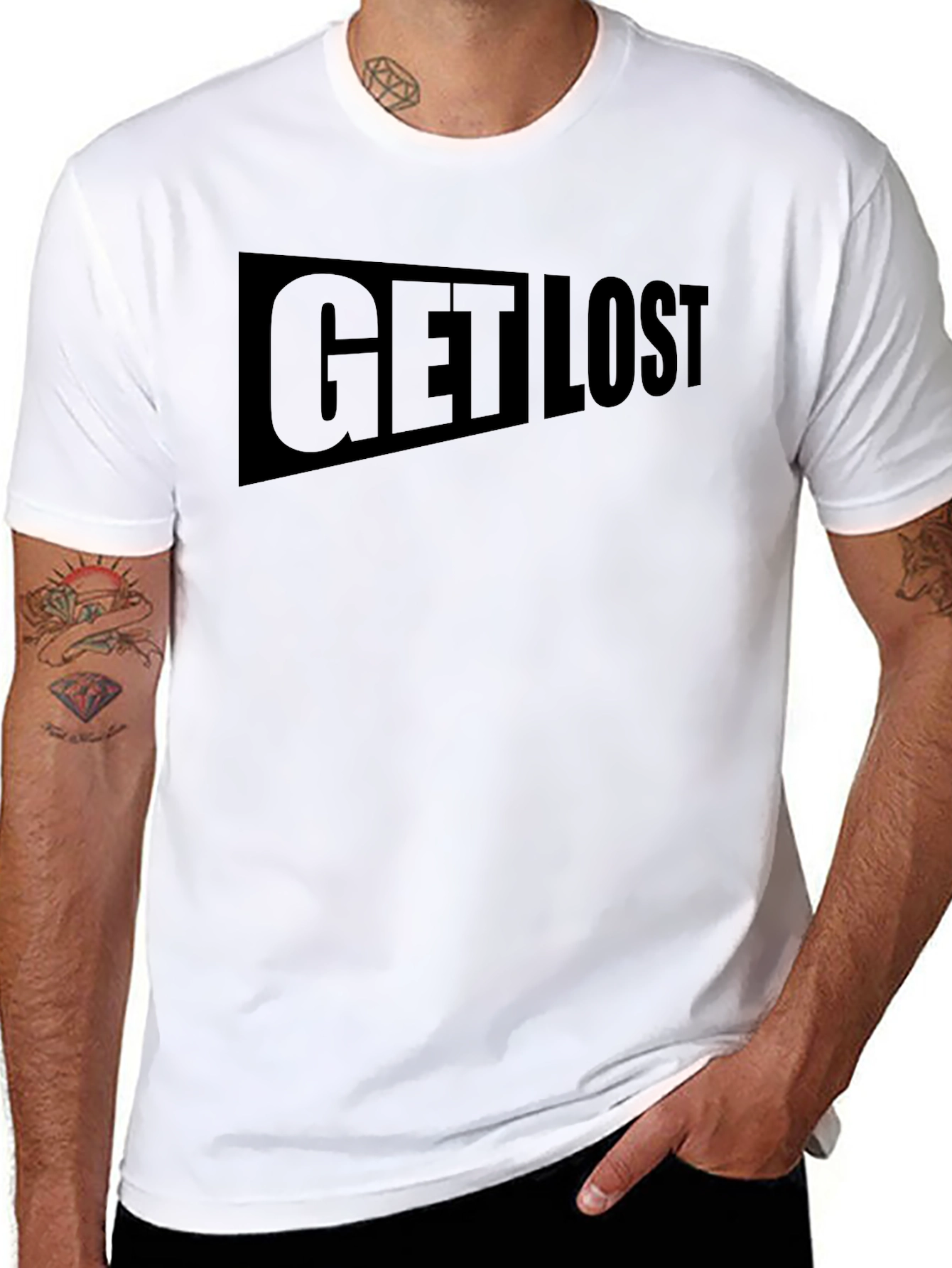 Get Lost Graphic Print Black T-Shirt
