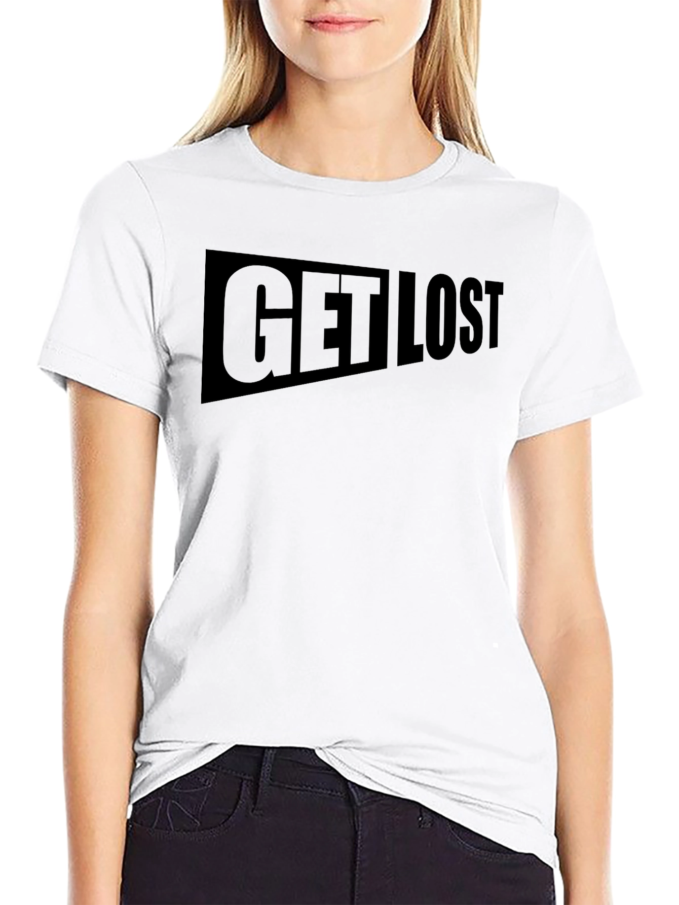 Get Lost Graphic Print Black T-Shirt