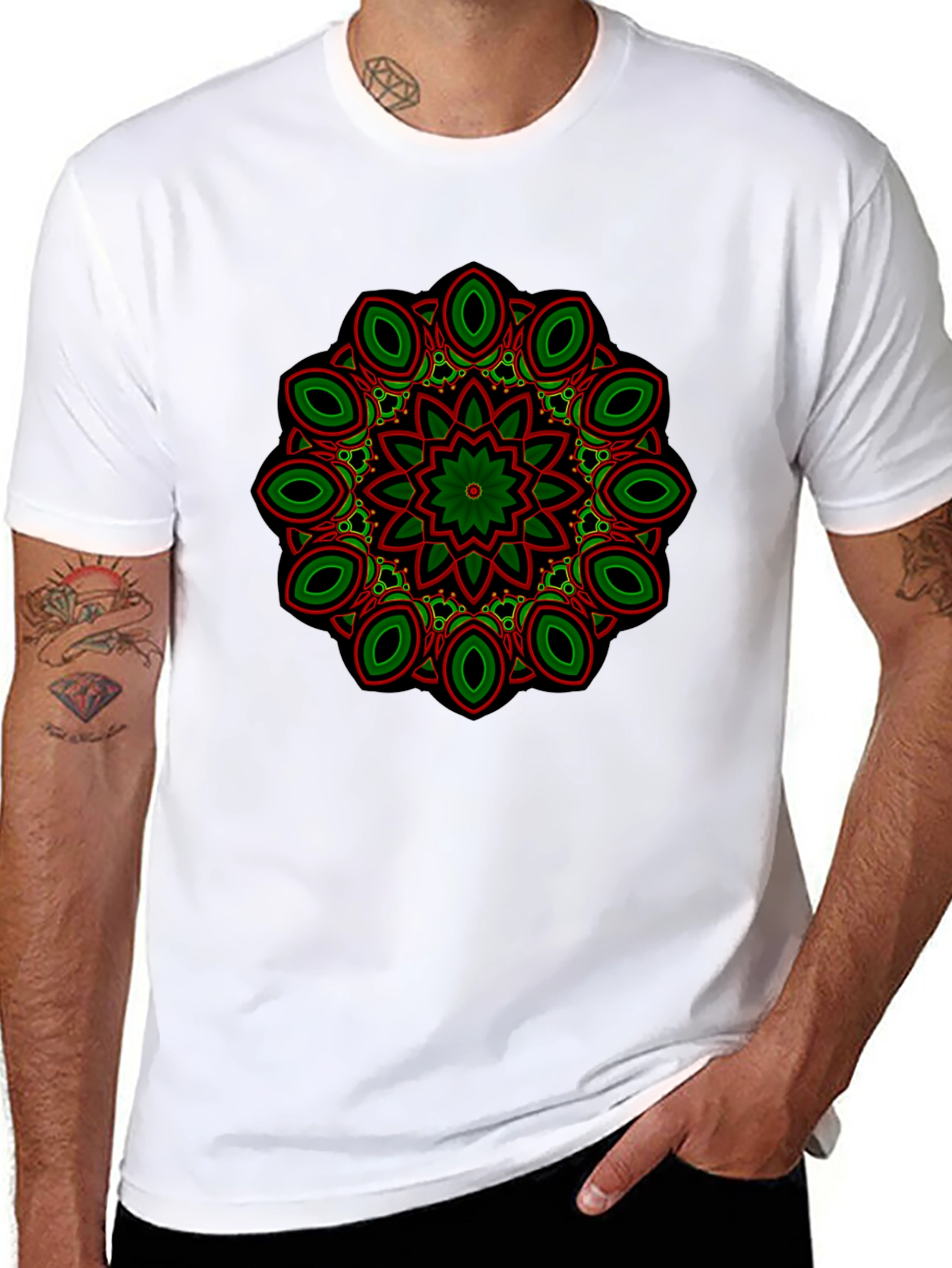Black T-Shirt with Mandala Design
