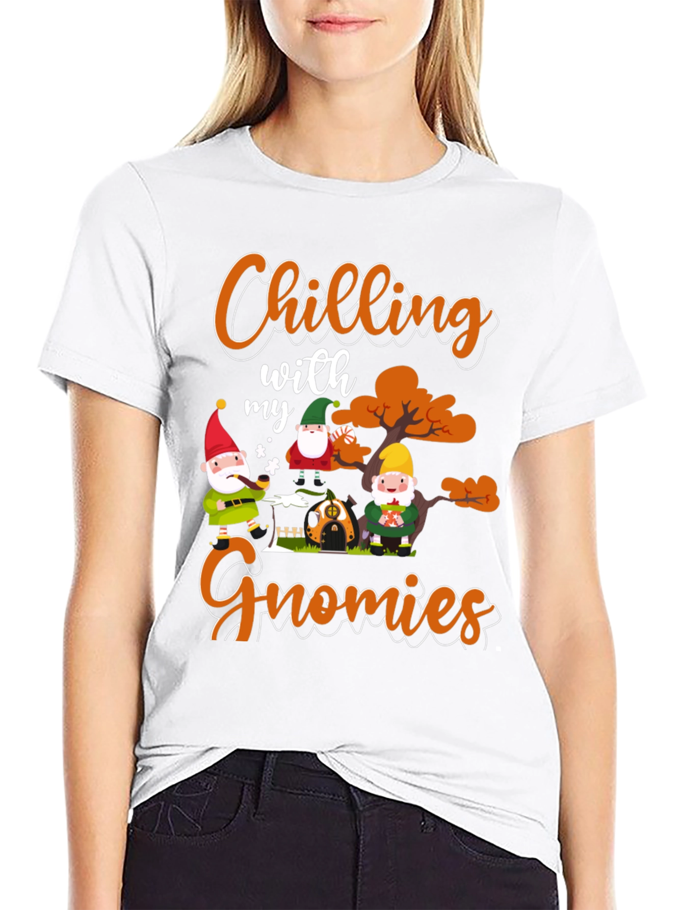 Chilling with my Gnomies Black T-Shirt