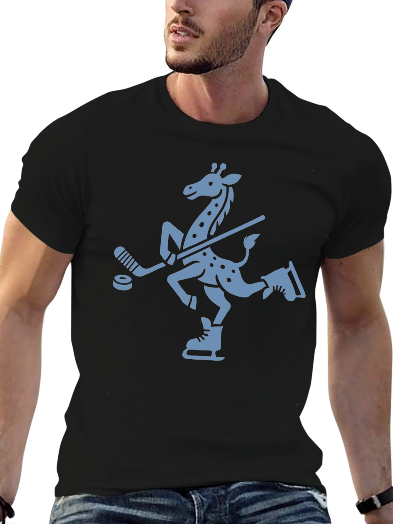 Quirky Giraffe Ice Hockey T-Shirt