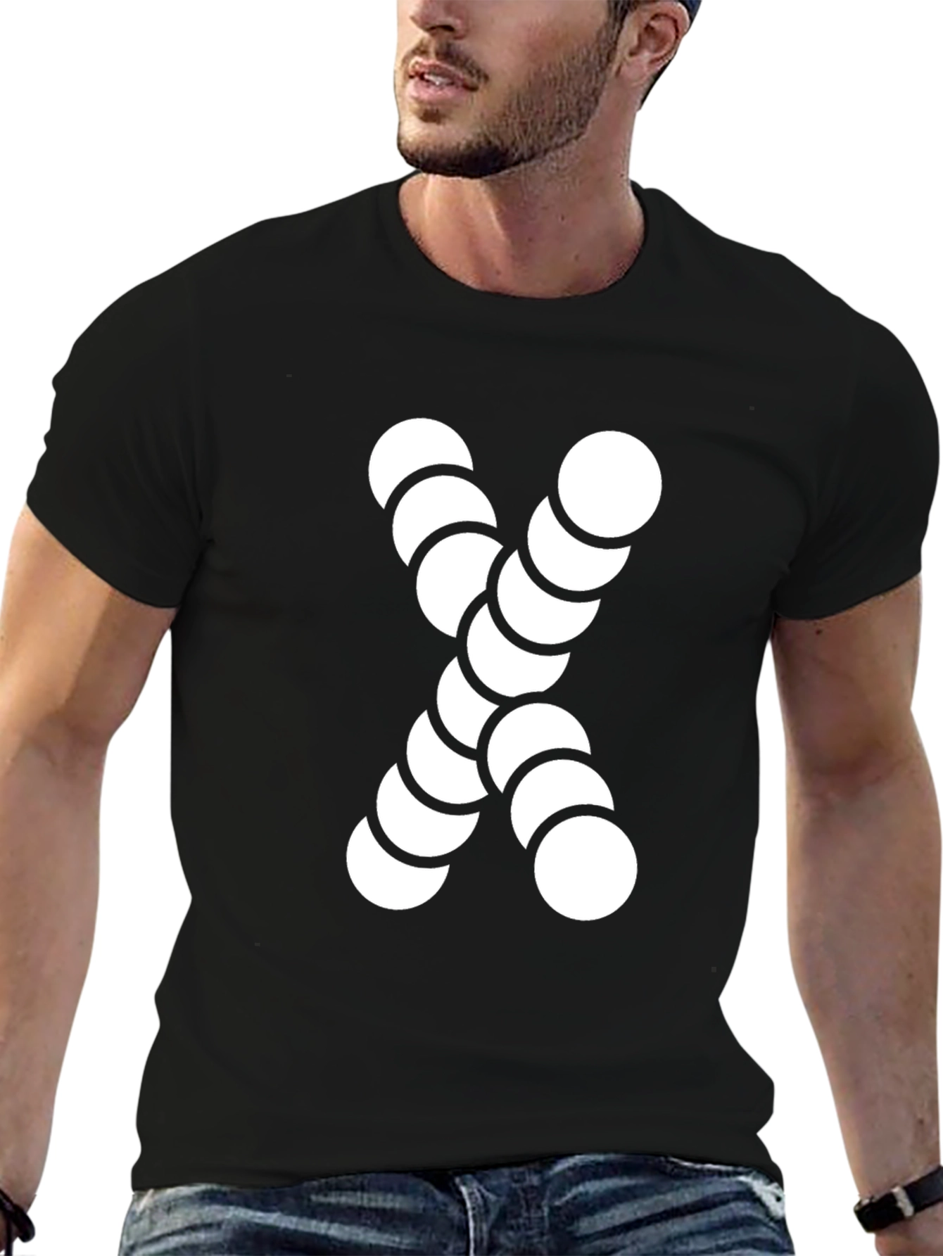 Abstract Circle Pattern Black Cotton Tee