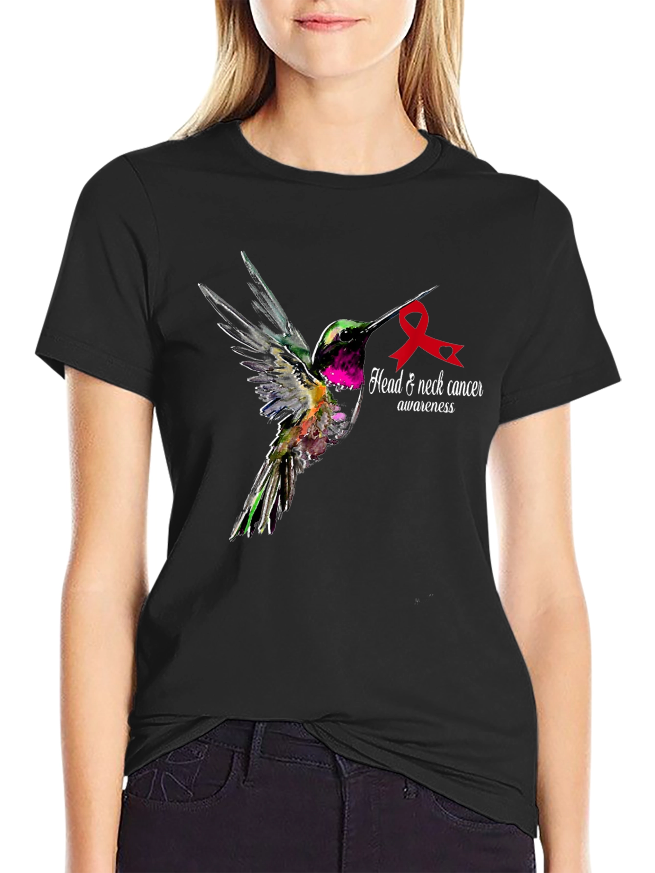 Head & Neck Cancer Awareness Hummingbird T-Shirt