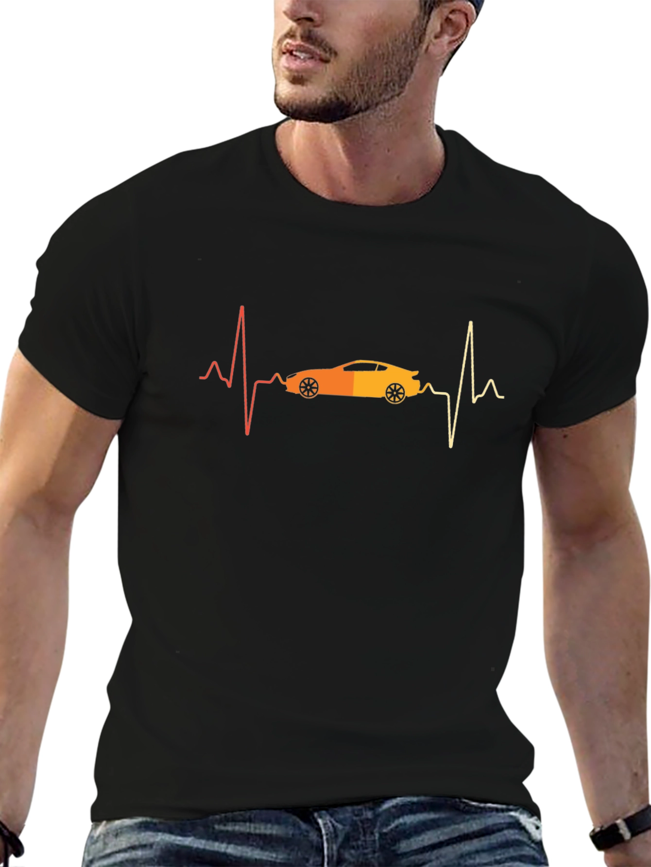 Car Heartbeat Graphic Tee - Black