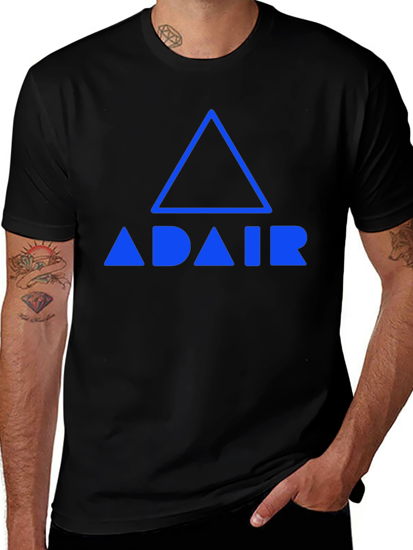Adair Blue Logo Graphic Tee - Black Cotton Blend