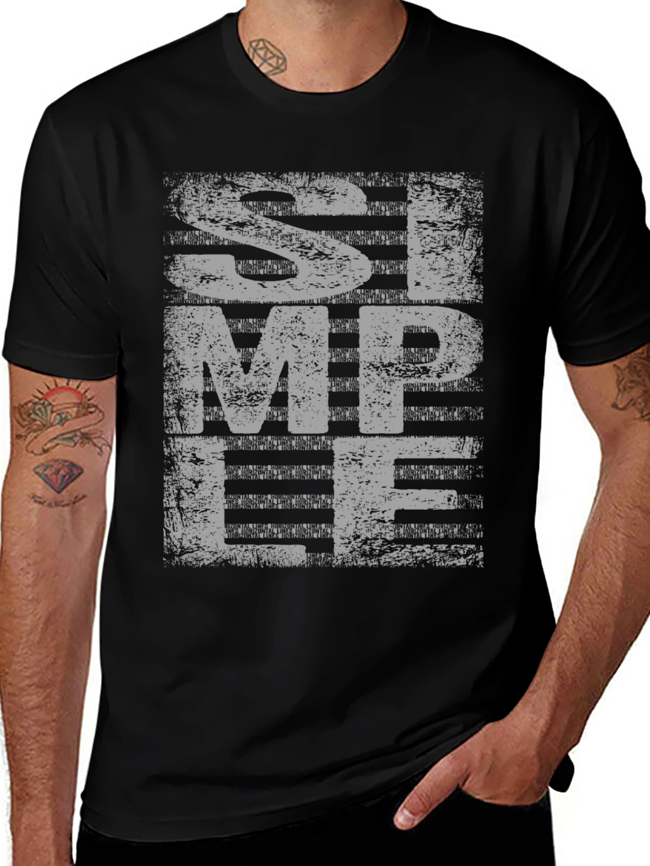 Simple Graphic Tee - Distressed Black Shirt
