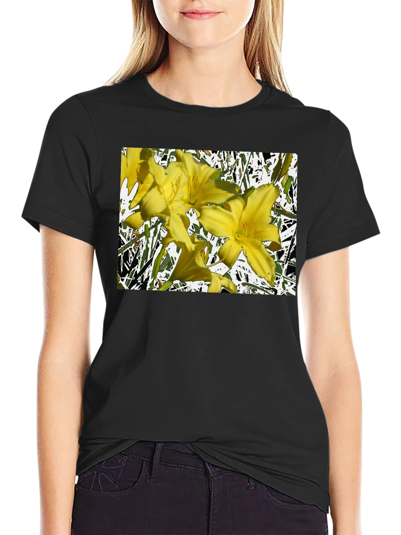 Floral Graphic Tee - Black