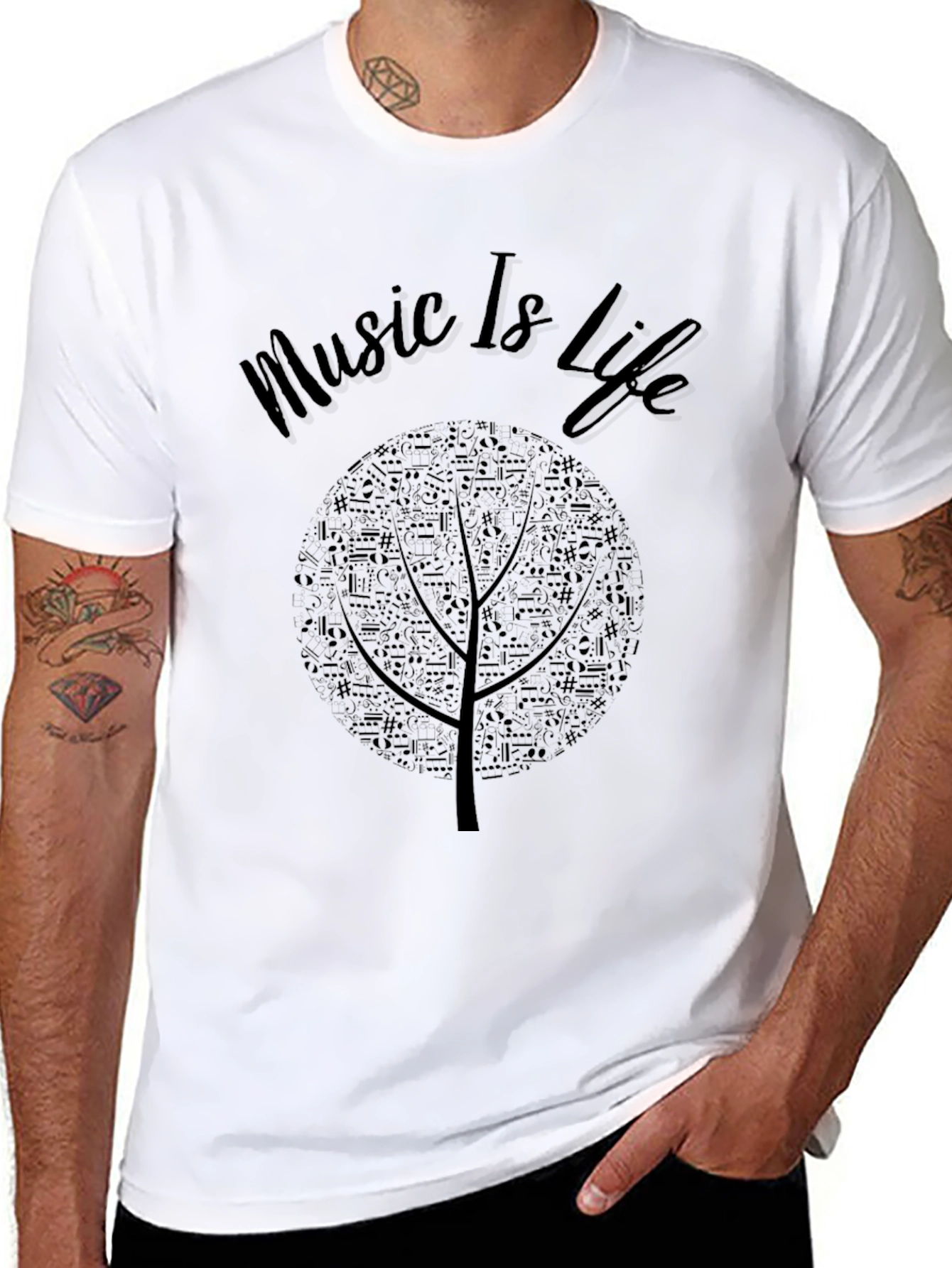 Music is Life - Black Graphic T-Shirt
