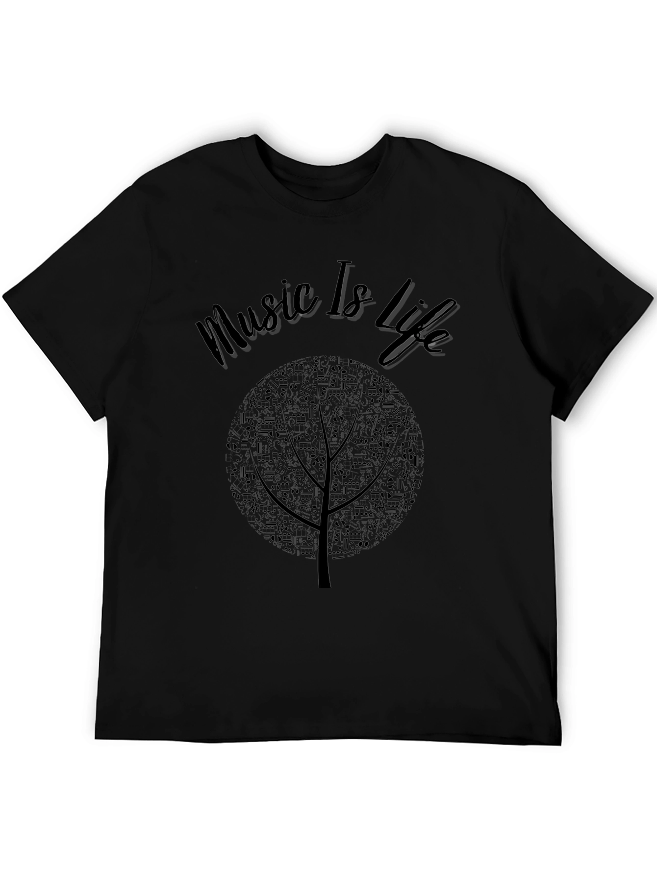 Music is Life - Black Graphic T-Shirt