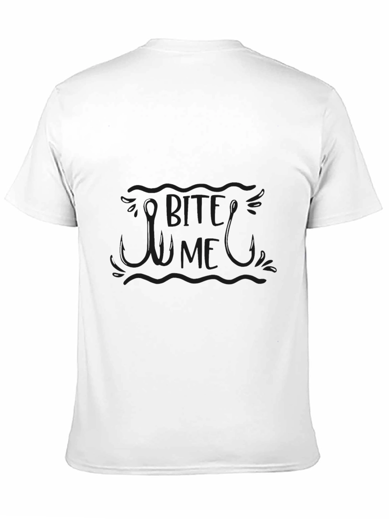 Mens Black Bite Me Fishing Hook Graphic Tee