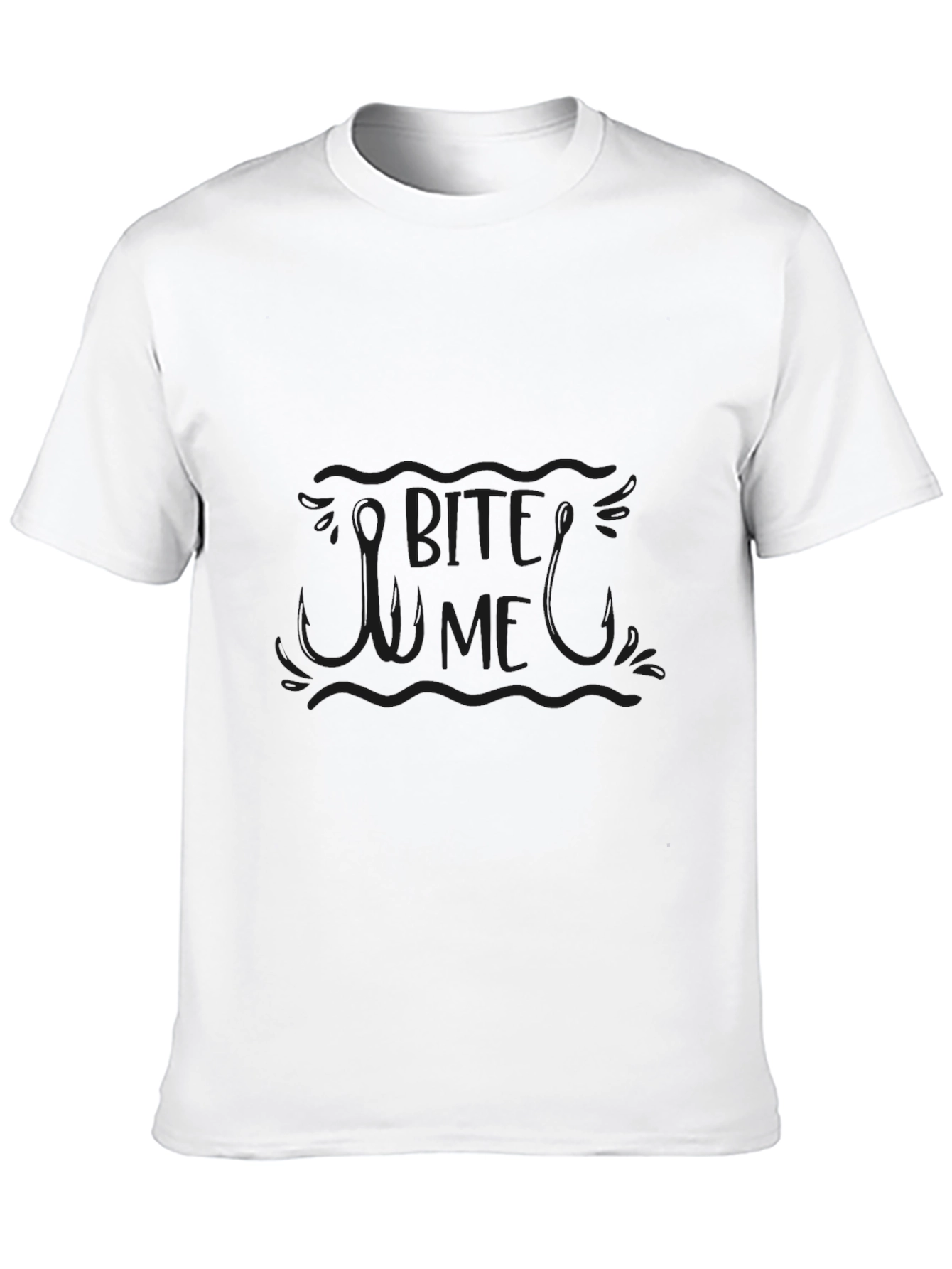 Mens Black Bite Me Fishing Hook Graphic Tee