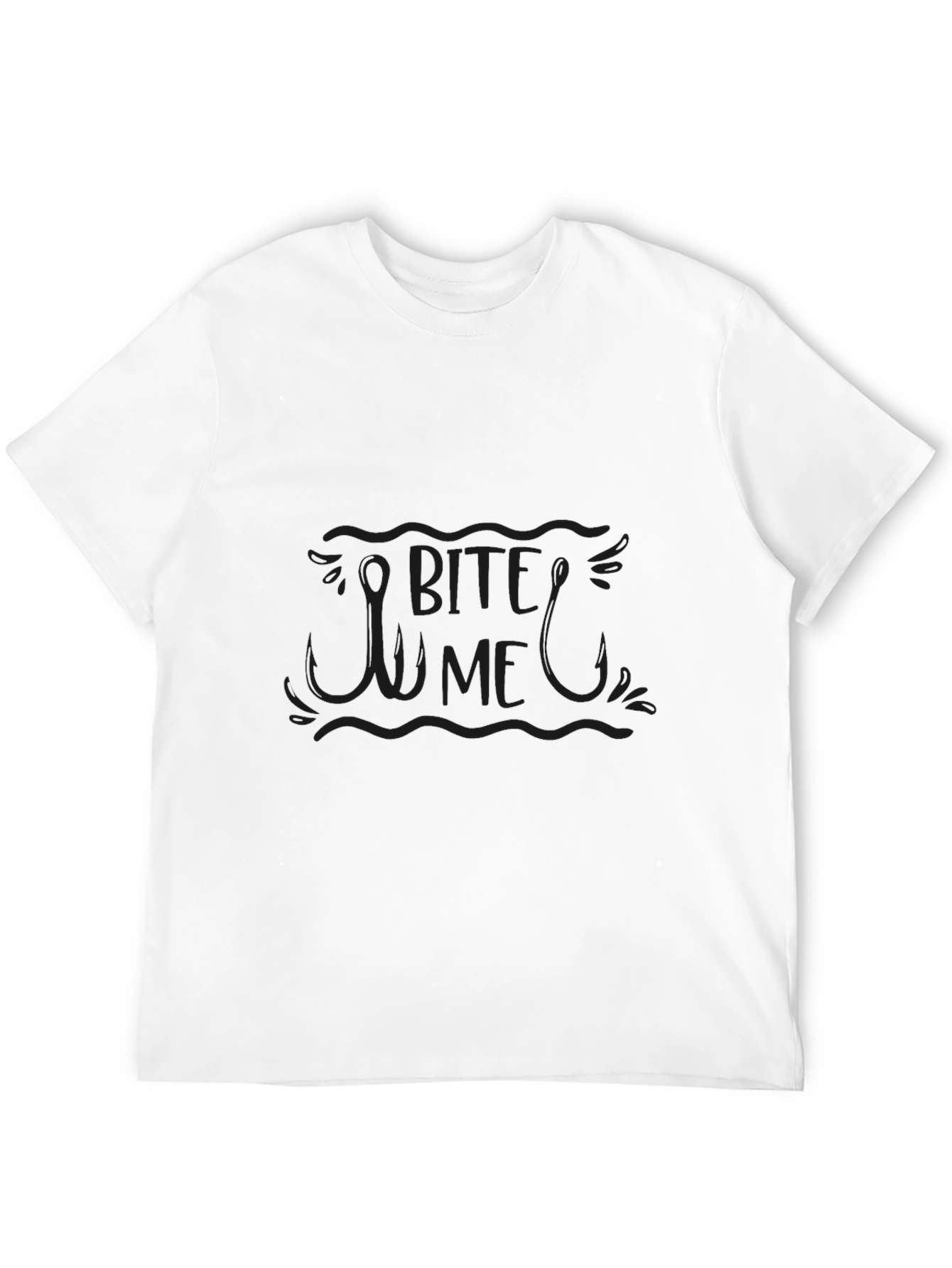 Mens Black Bite Me Fishing Hook Graphic Tee
