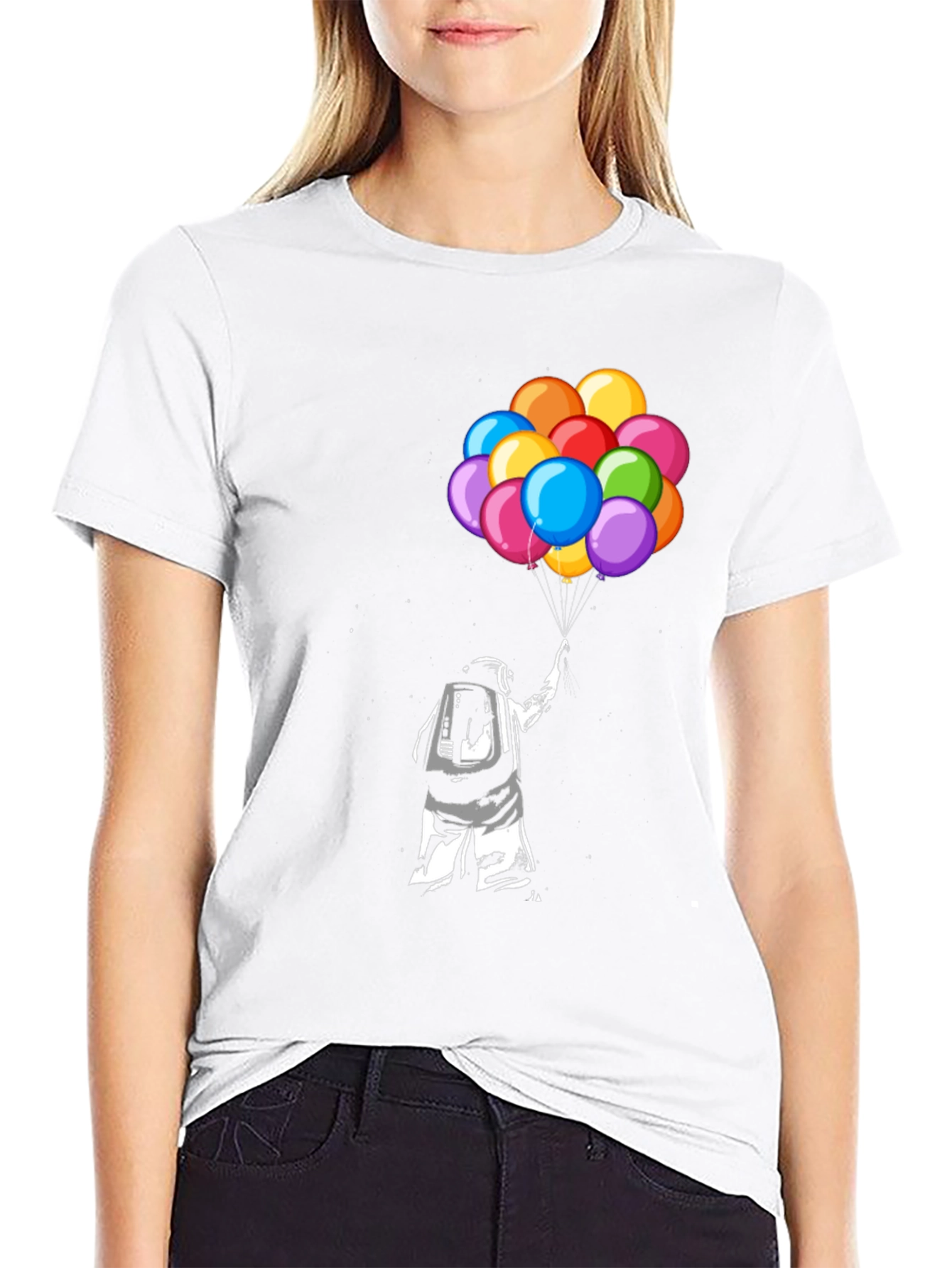Astronaut Holding Balloons Graphic T-Shirt