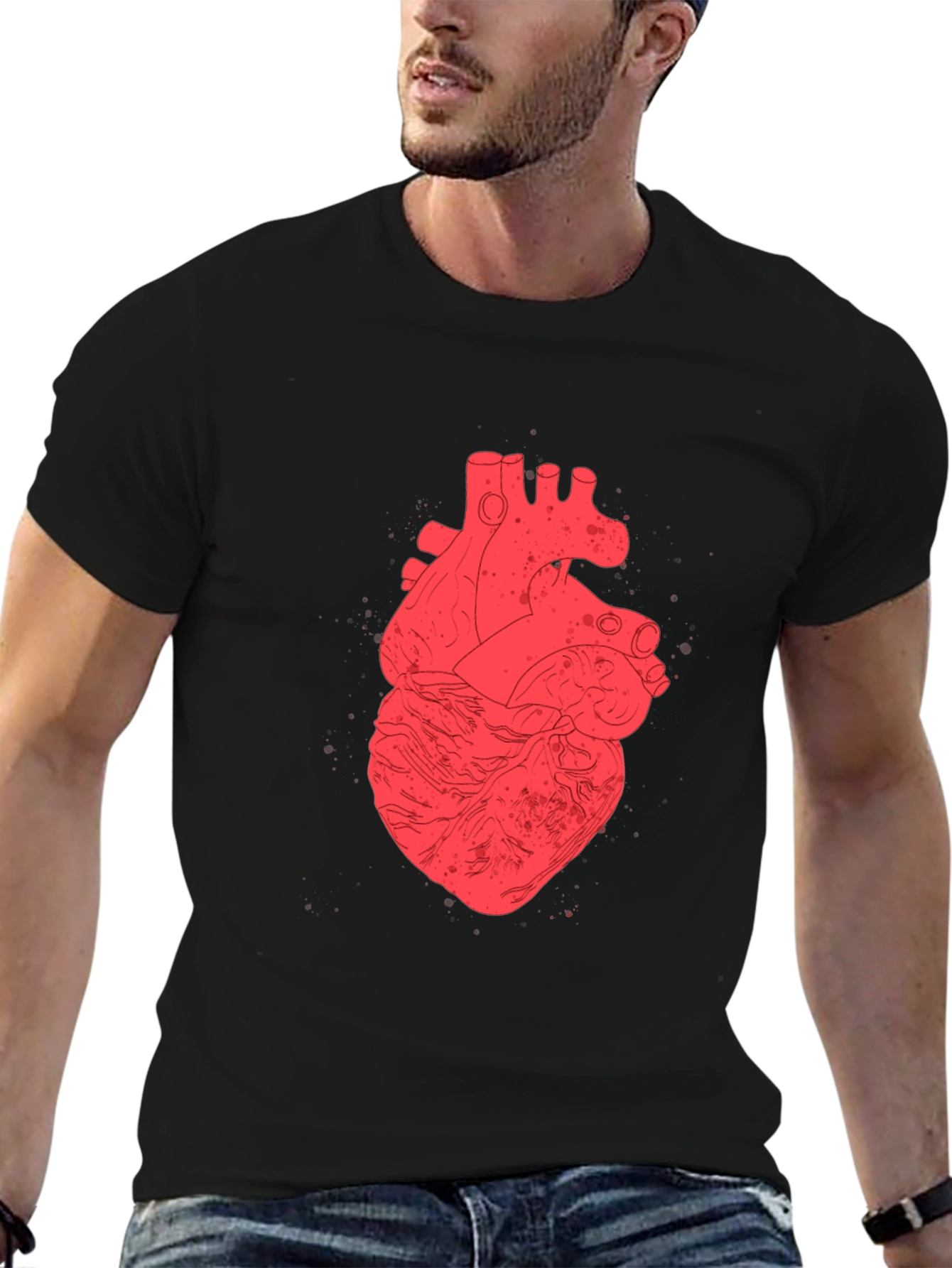 Anatomical Heart Graphic Tee - Black Cotton