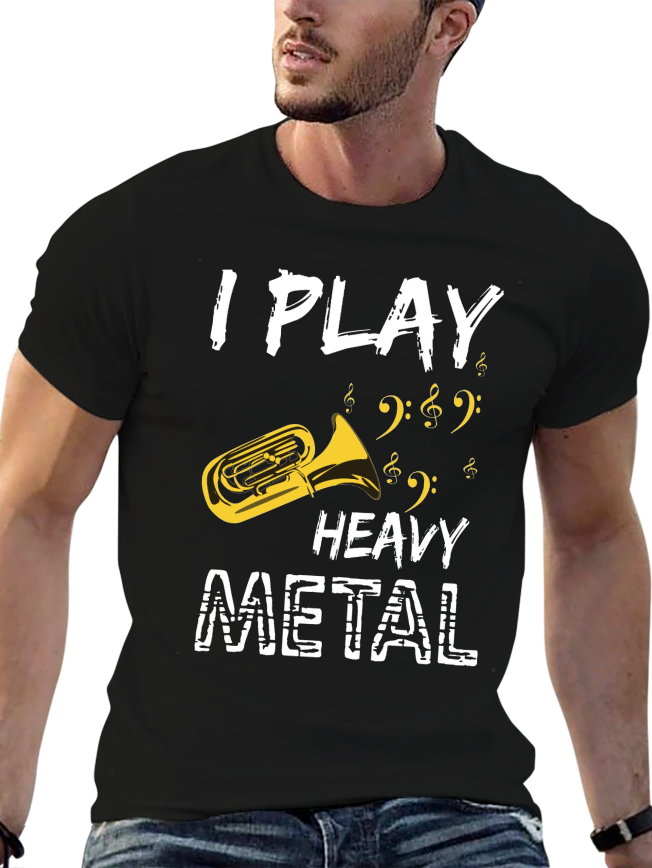 I Play Heavy Metal Tuba Musician Black T-Shirt