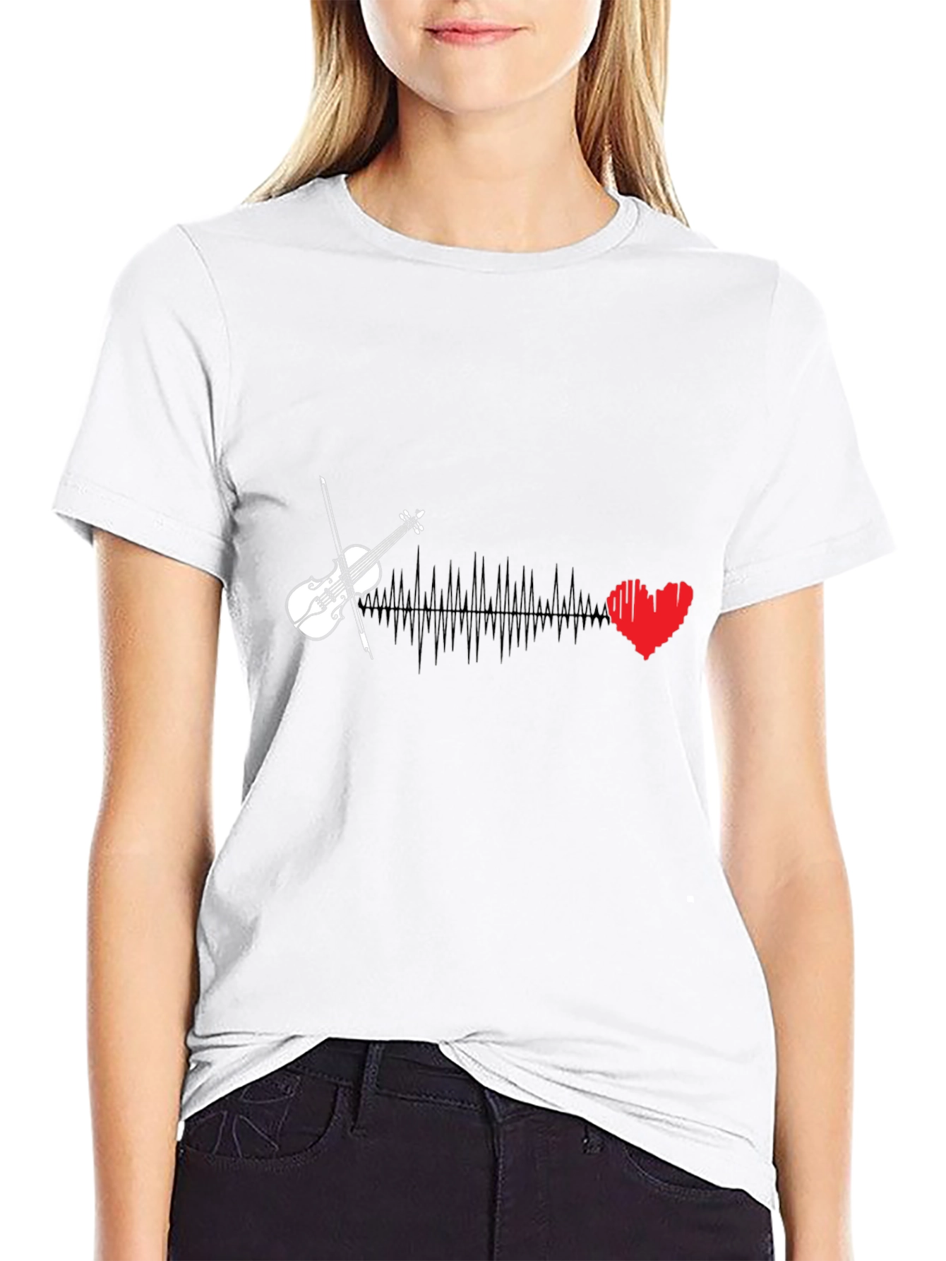 Heartbeat Violin Graphic Tee - Musicians Love