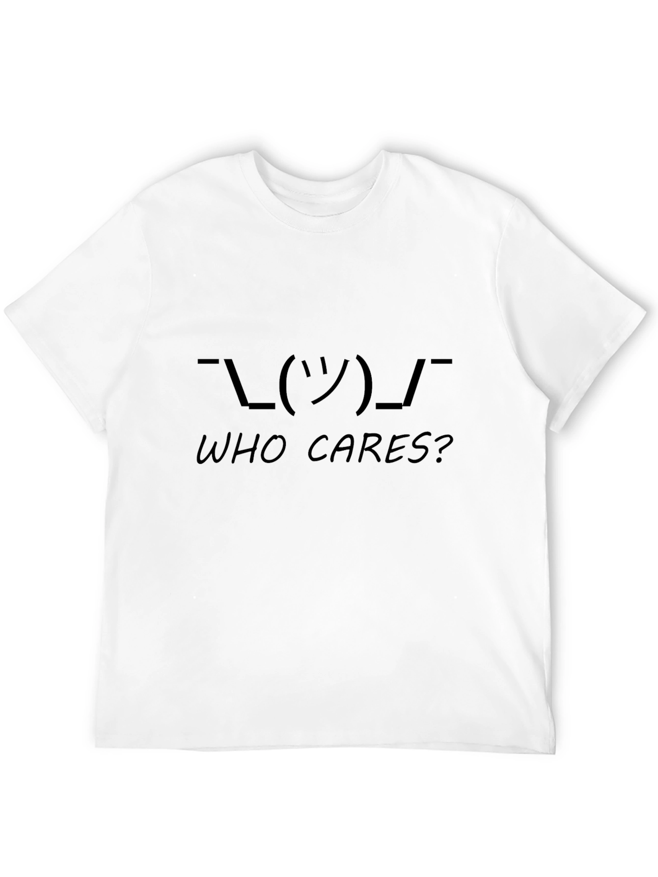 Who Cares? Shrug Emoji Black T-Shirt