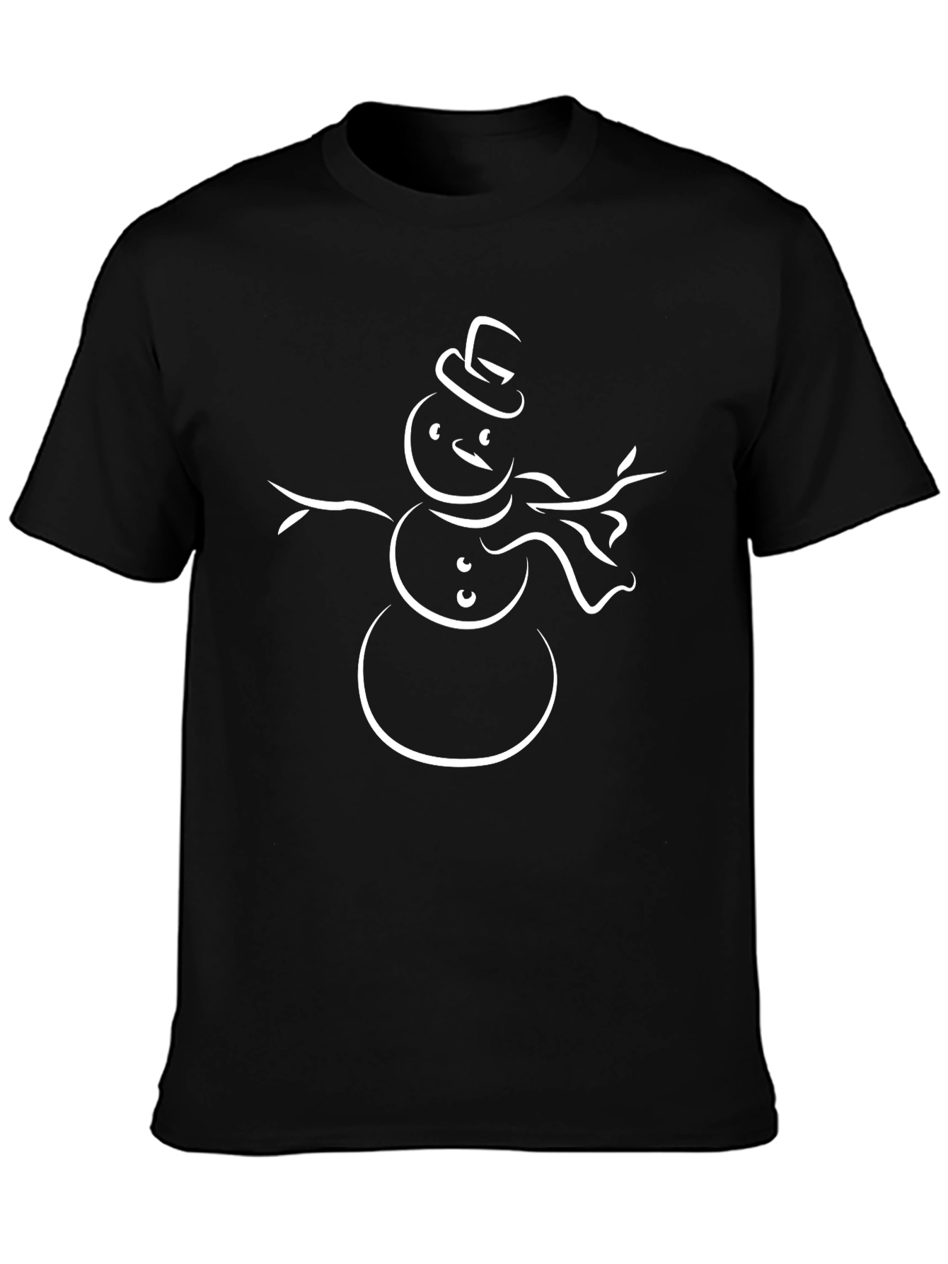 Snowman Graphic Tee - Black Holiday Shirt