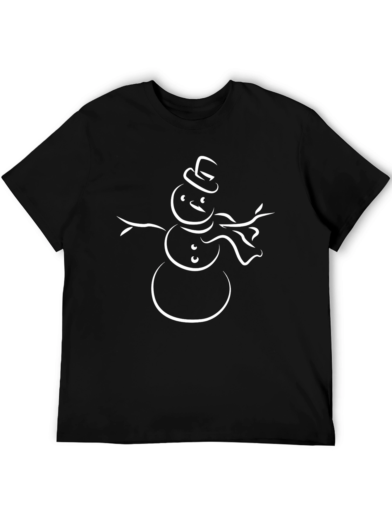 Snowman Graphic Tee - Black Holiday Shirt