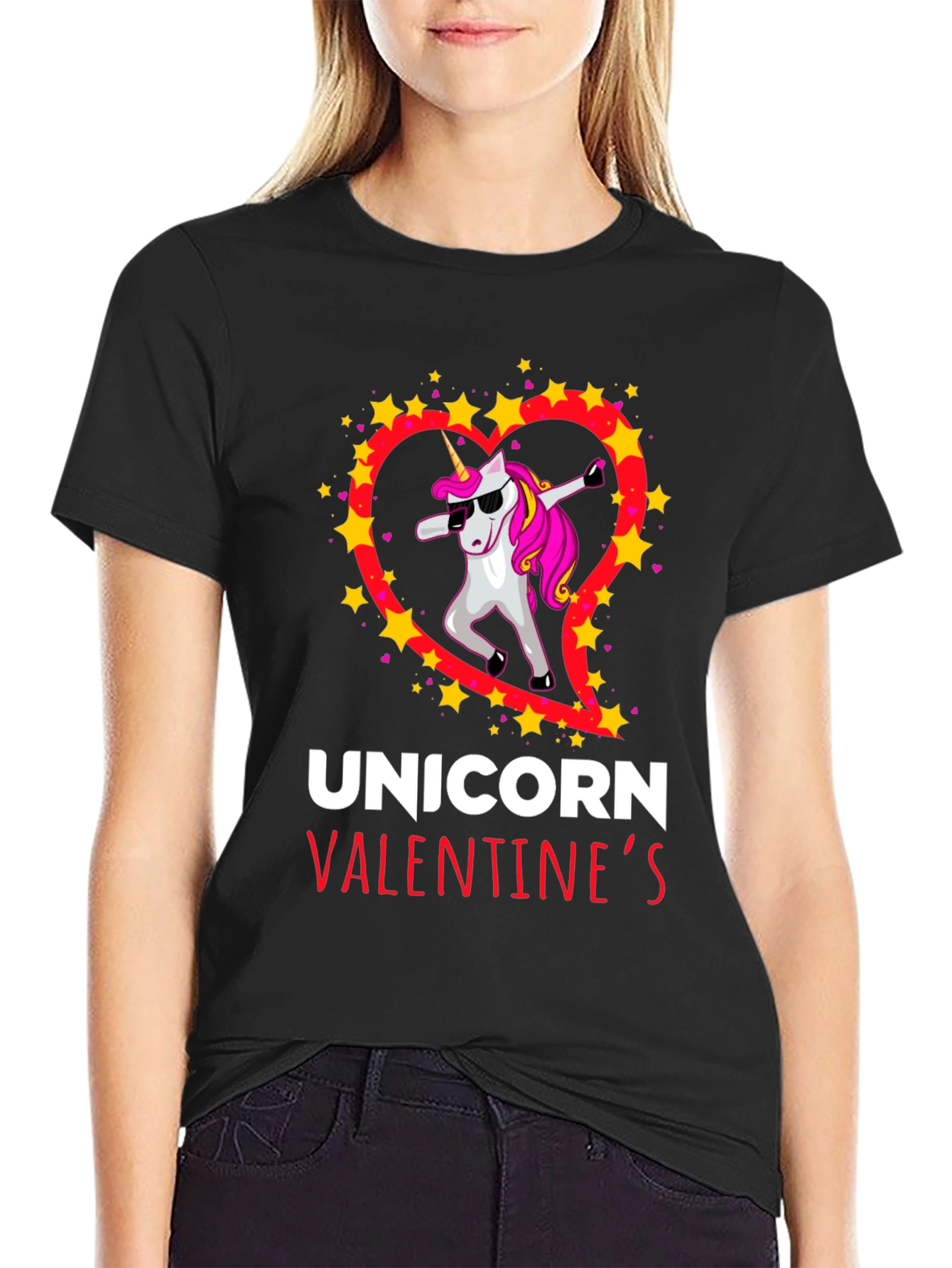 Unicorn Valentines Day Dabbing T-Shirt