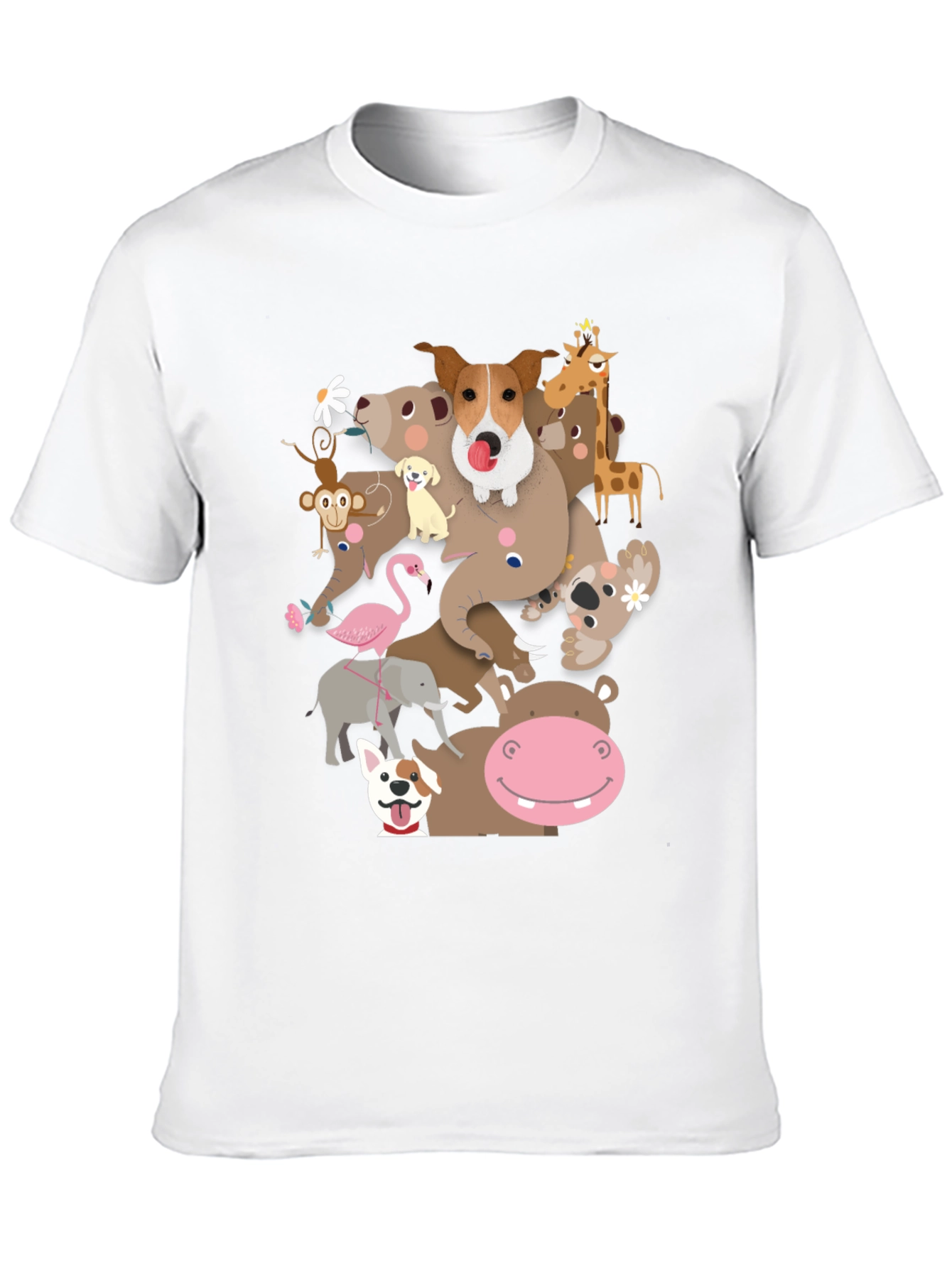 Animal Friends Stack Black Graphic T-Shirt