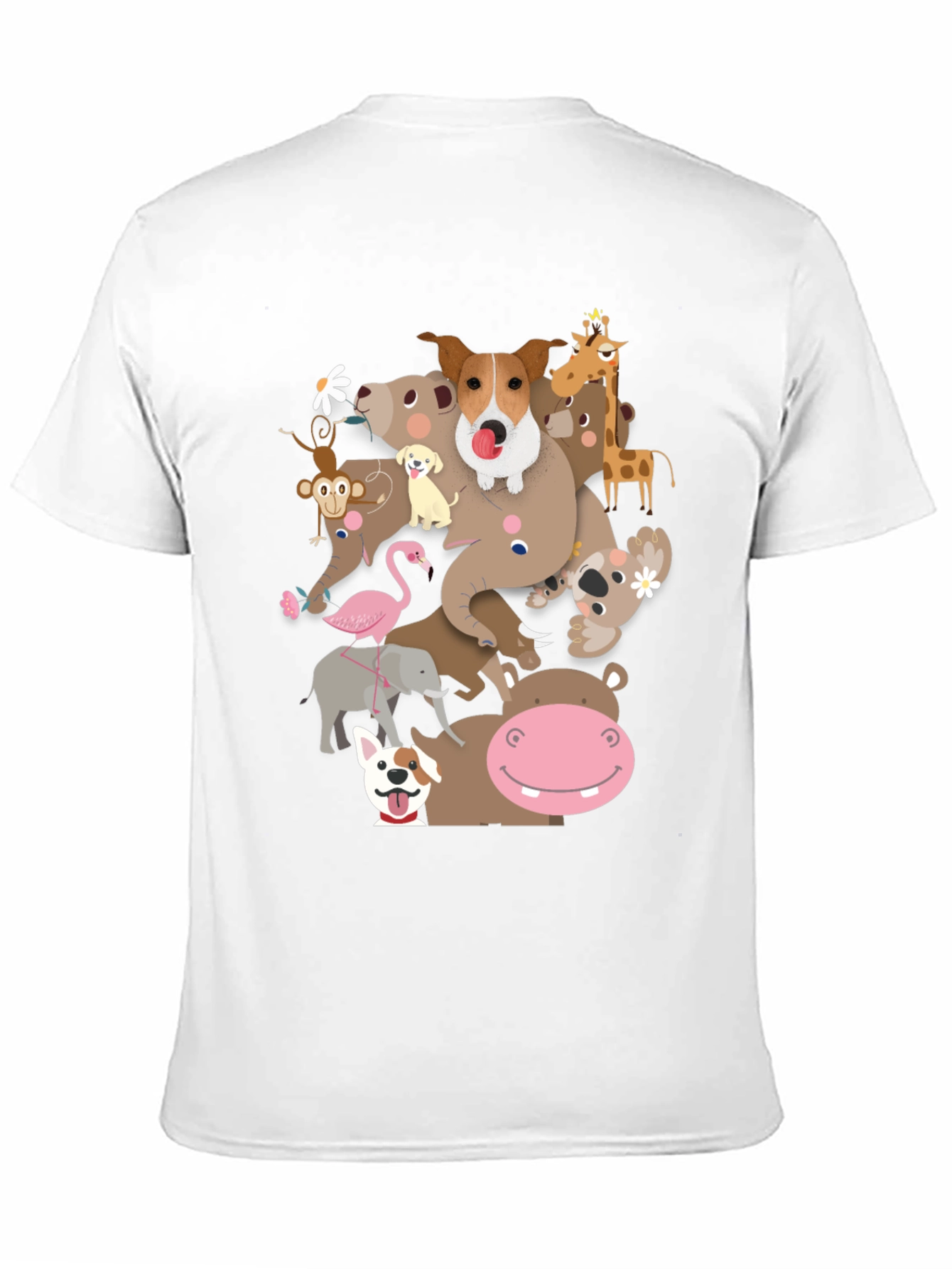 Animal Friends Stack Black Graphic T-Shirt