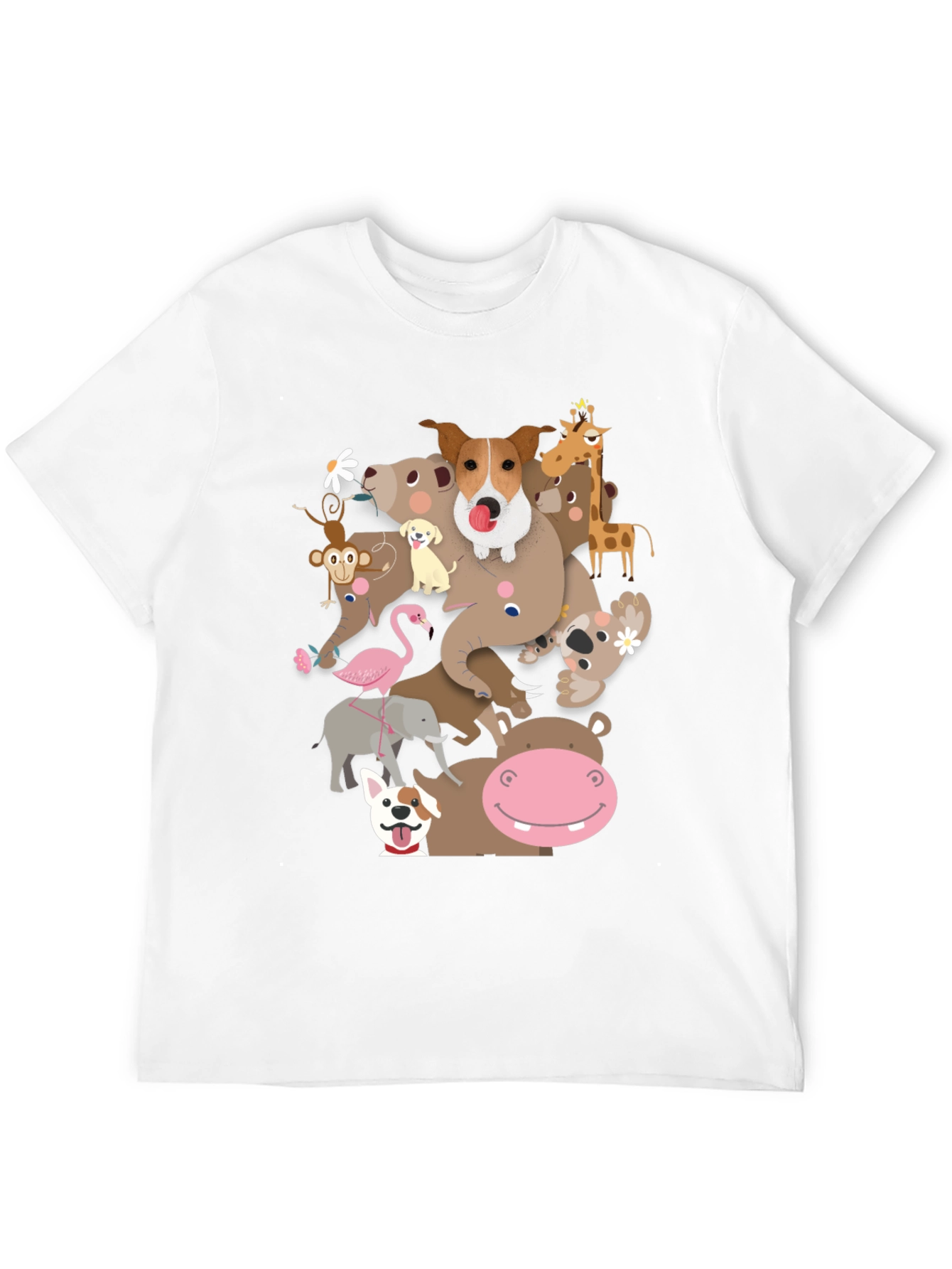 Animal Friends Stack Black Graphic T-Shirt
