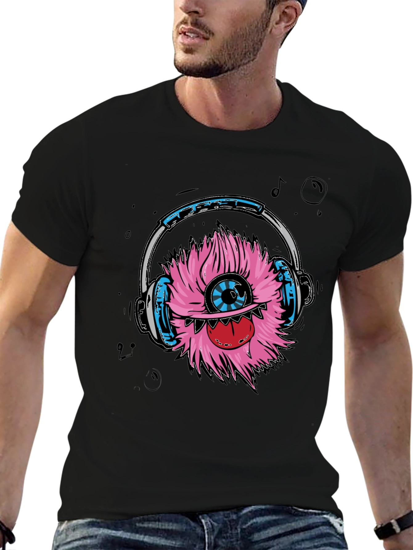 Monster with Headphones Graphic Tee