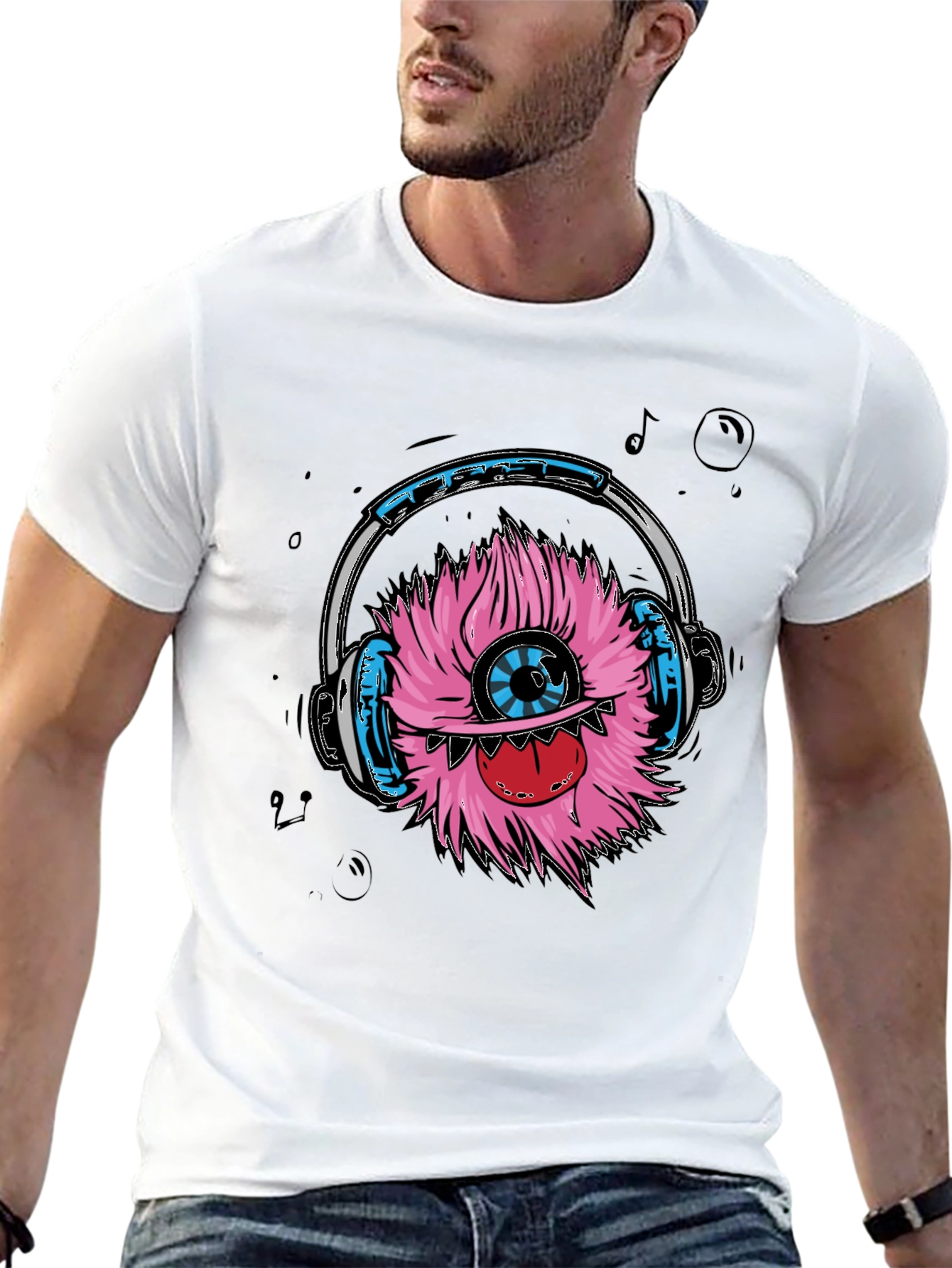Monster with Headphones Graphic Tee