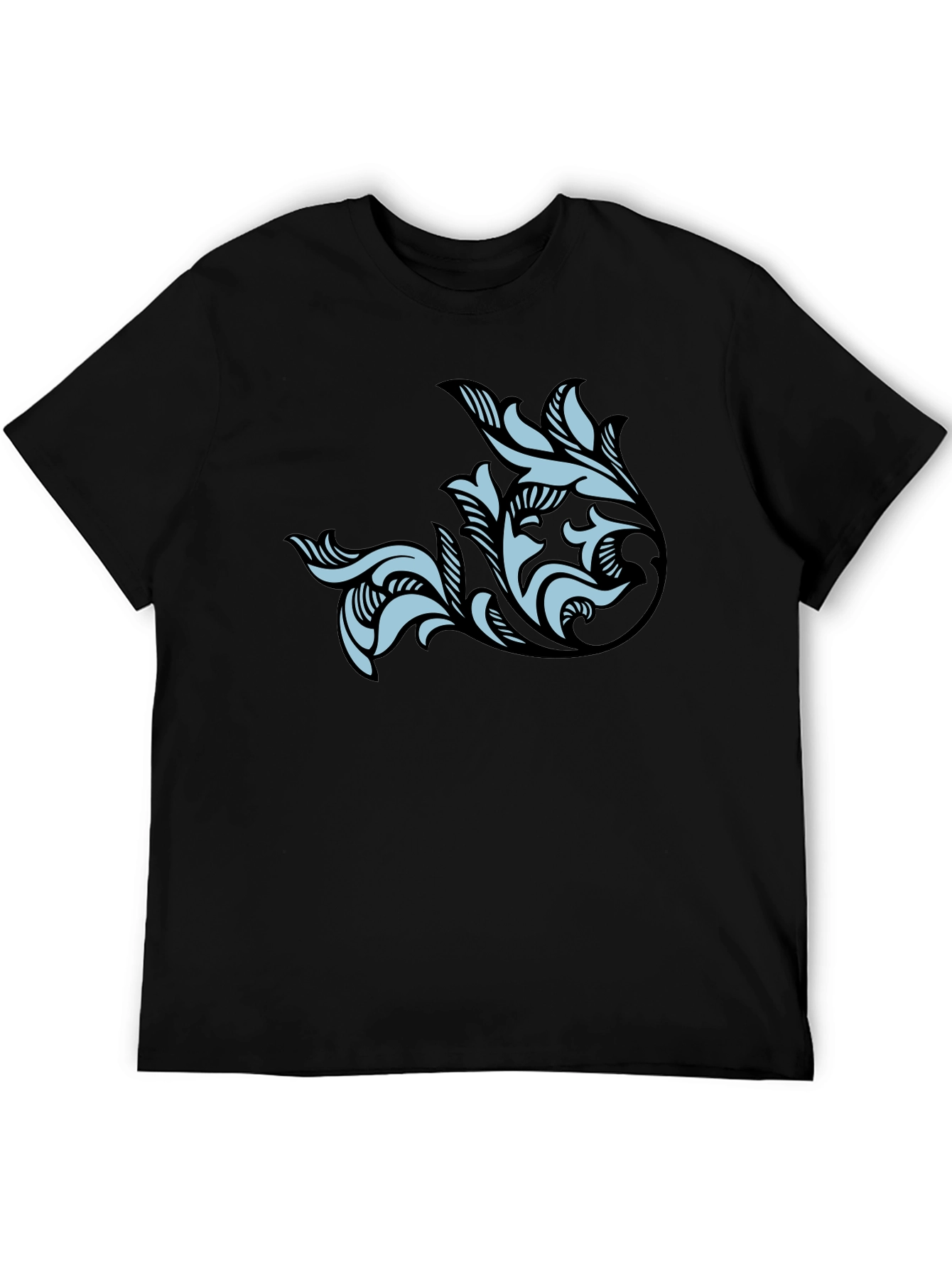 Stylish Black T-Shirt with Floral Graphic Print
