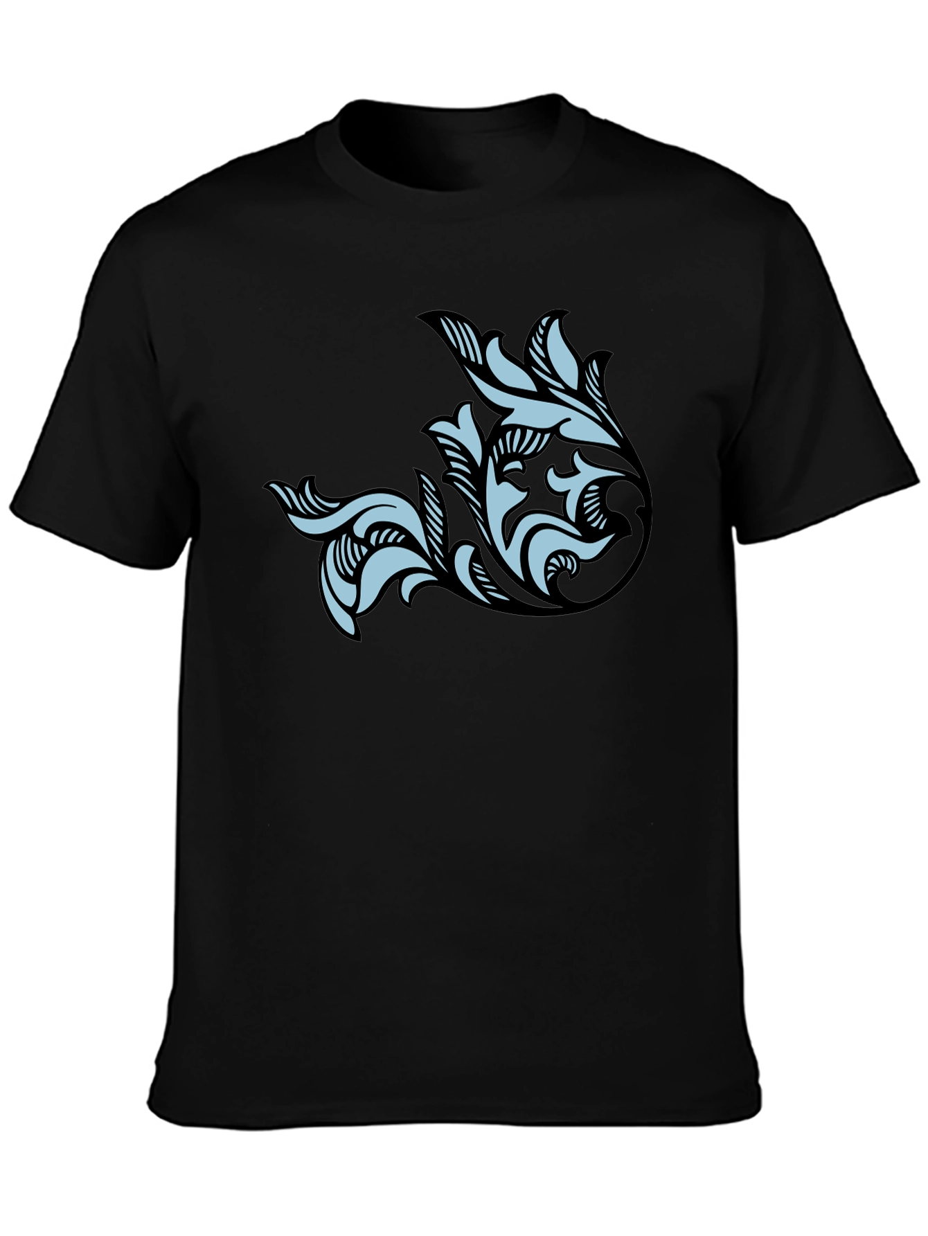 Stylish Black T-Shirt with Floral Graphic Print