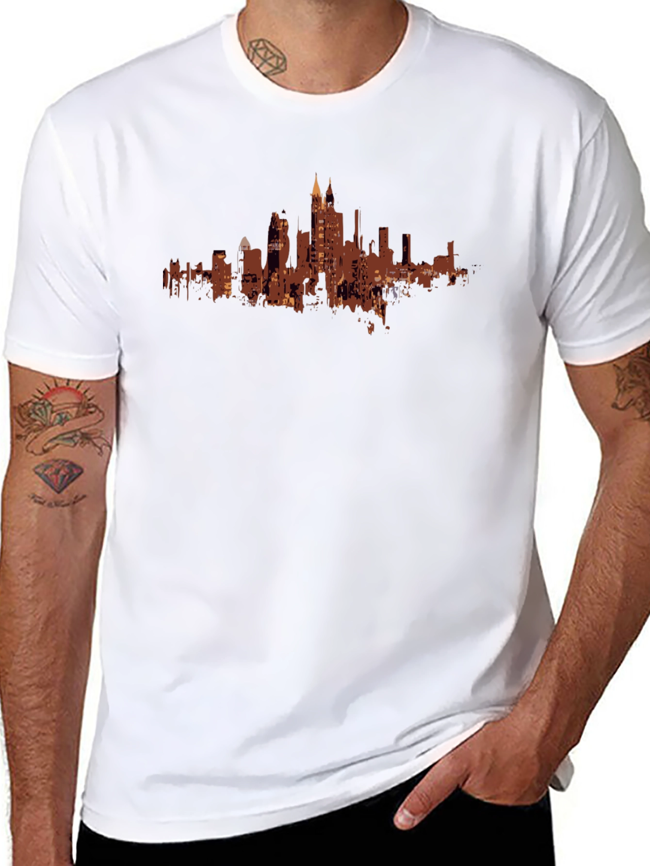 Urban Silhouette Tee - Black Cityscape T-Shirt