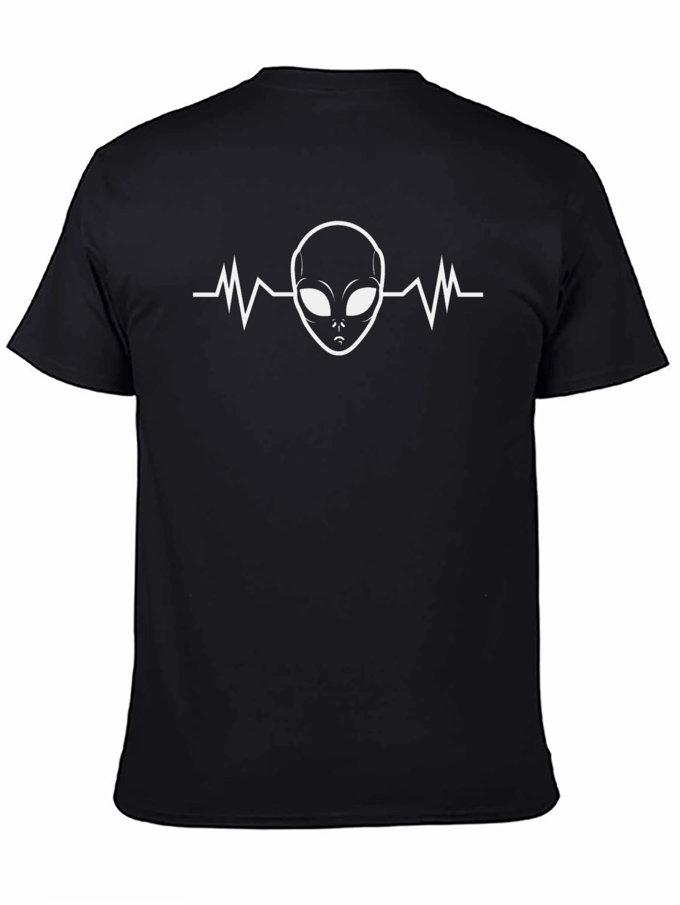Alien Heartbeat Graphic Tee - Black Cotton T-Shirt