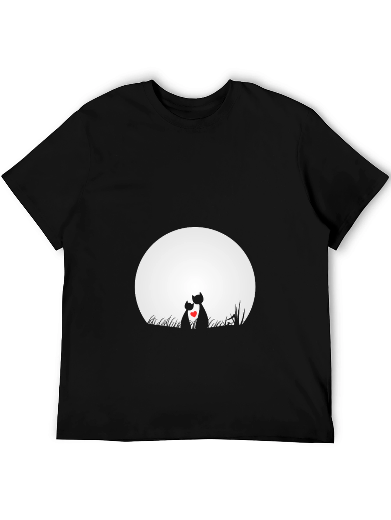 Love Cats T-Shirt - Romantic Moon Graphic Tee