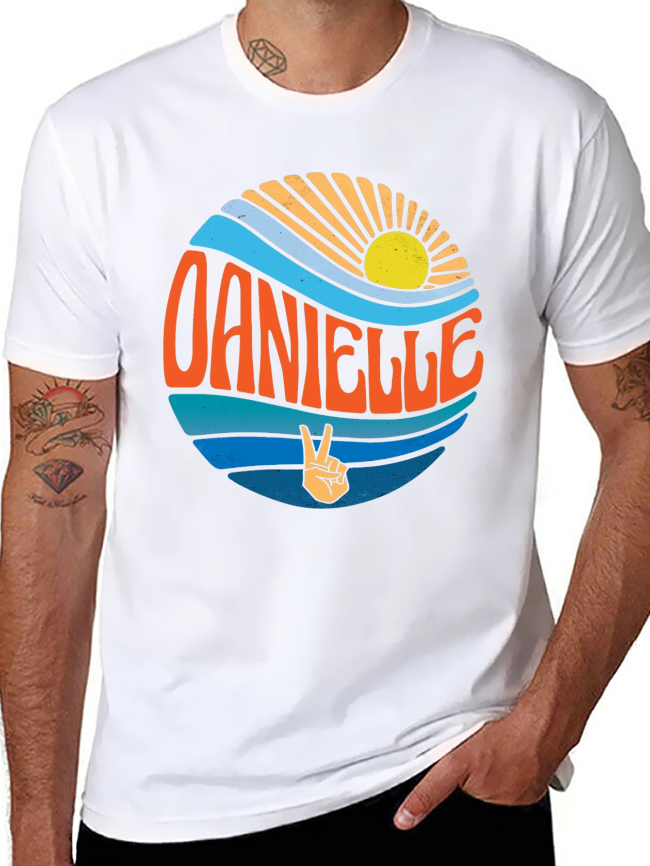 Danielle Peace Sign T-Shirt - Retro Beach Vibes